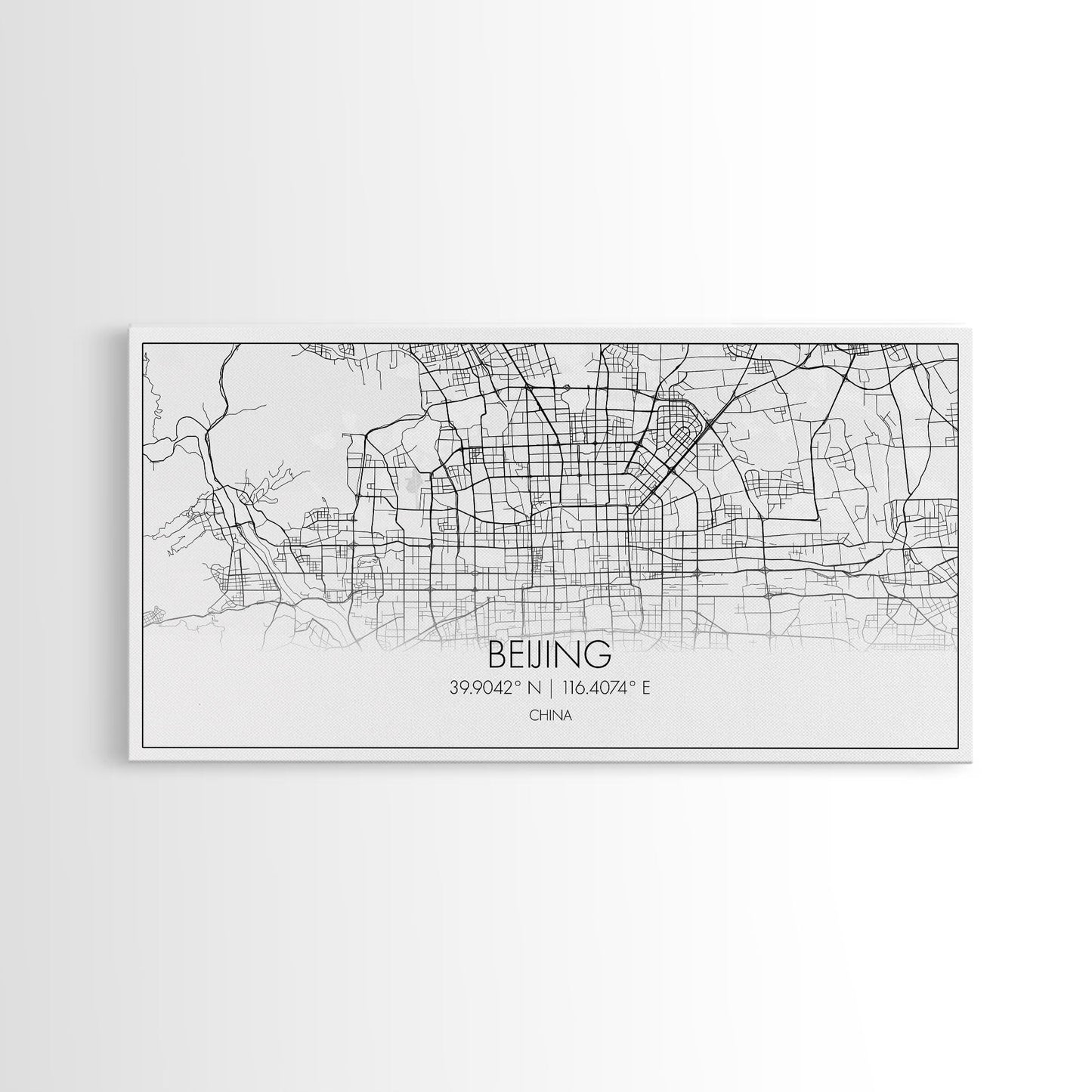 Beijing Street Map, China Map, Map Print, Modern Art, Wall Art, Canvas Print, Asian Art Print, Moving Gift, Travel Wall Art, Apartment Décor