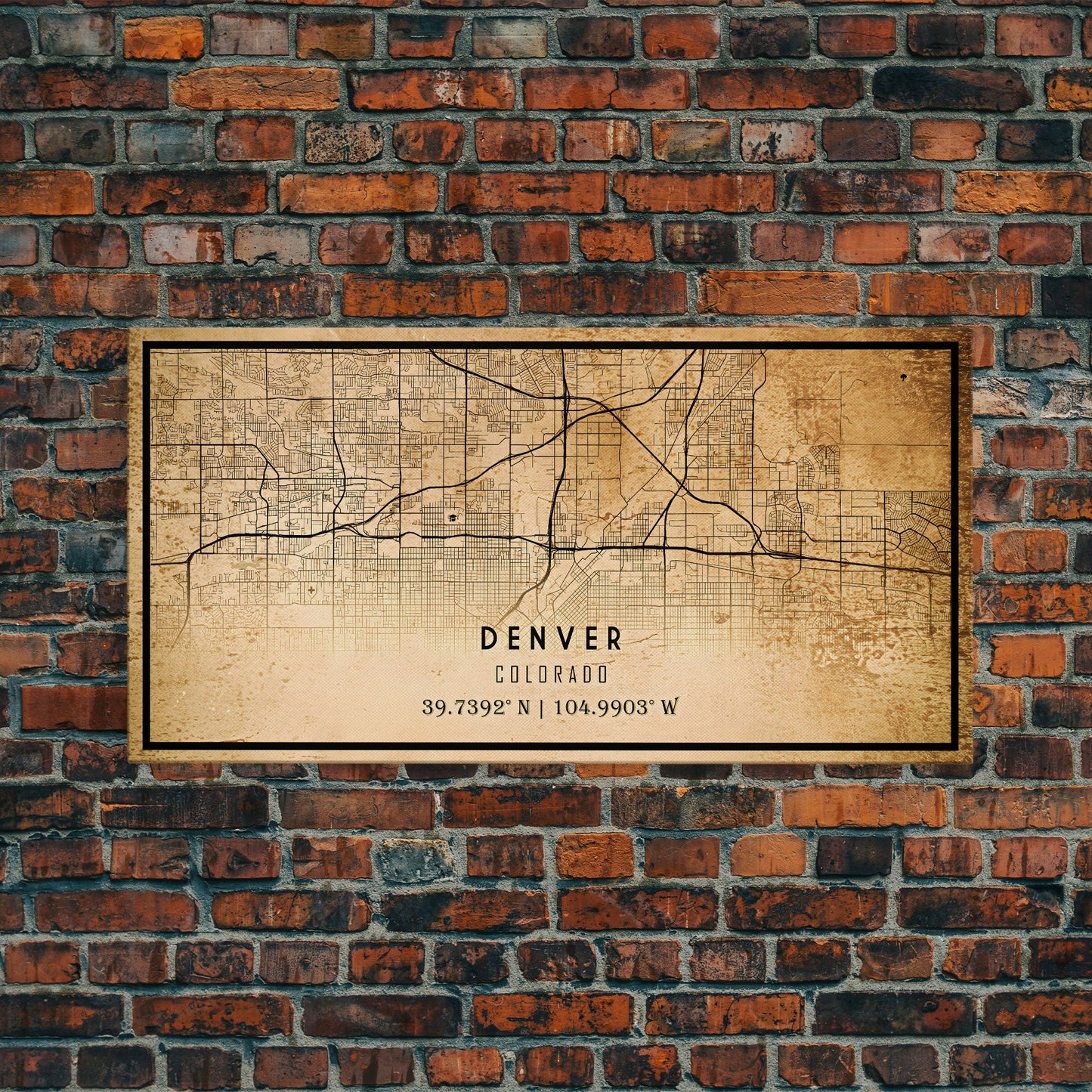 Denver map print poster canvas, Colorado map print poster canvas, Denver city map print poster canvas, framed road map art, office decor