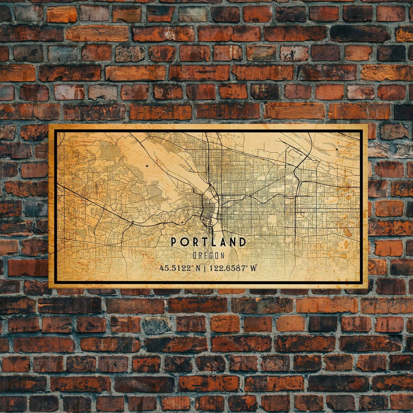 Portland Oregon Street Map, Framed Canvas Art, Oregon United States Road Map Wall Art, Office Wall Art, Portland Wall Decor for Office