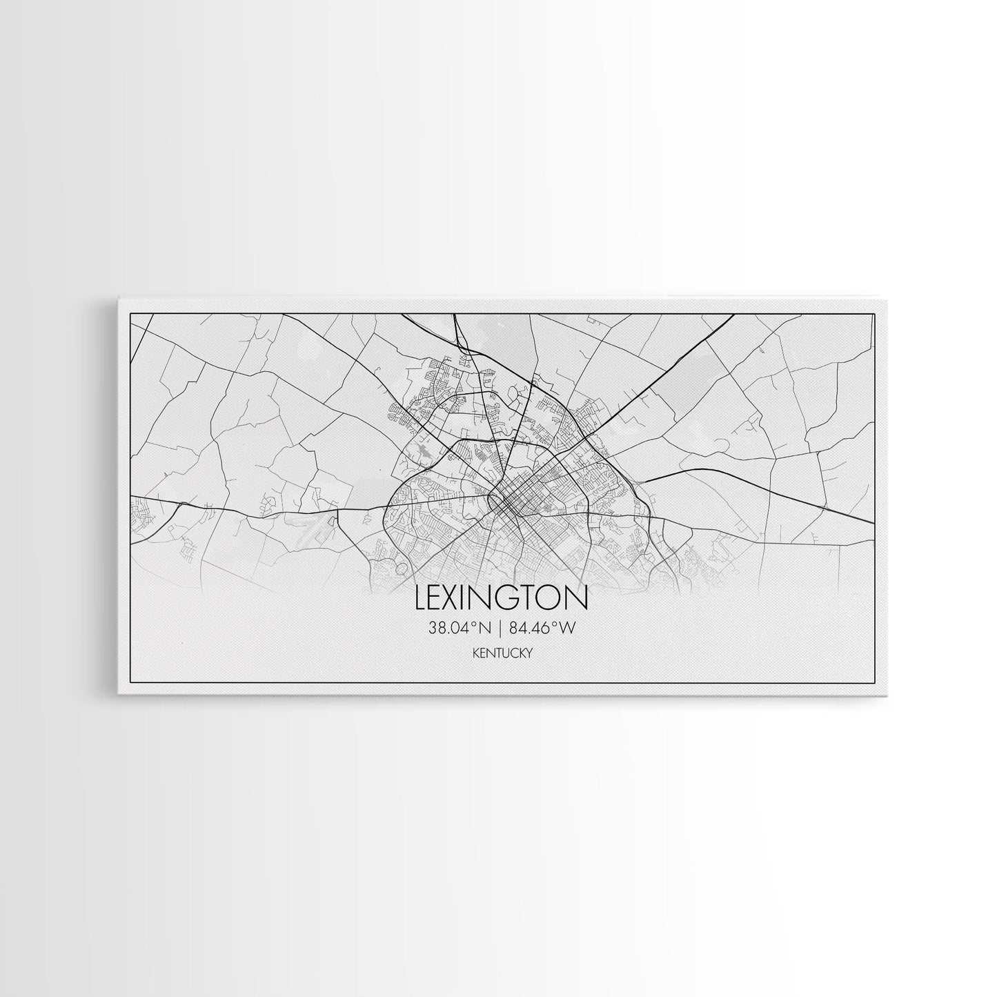 Lexington City Map, Kentucky Map, Map Art, Modern Art, Wall Art, Canvas Art, Farmhouse Wall Décor, Gift For Women, Living Room Wall Art