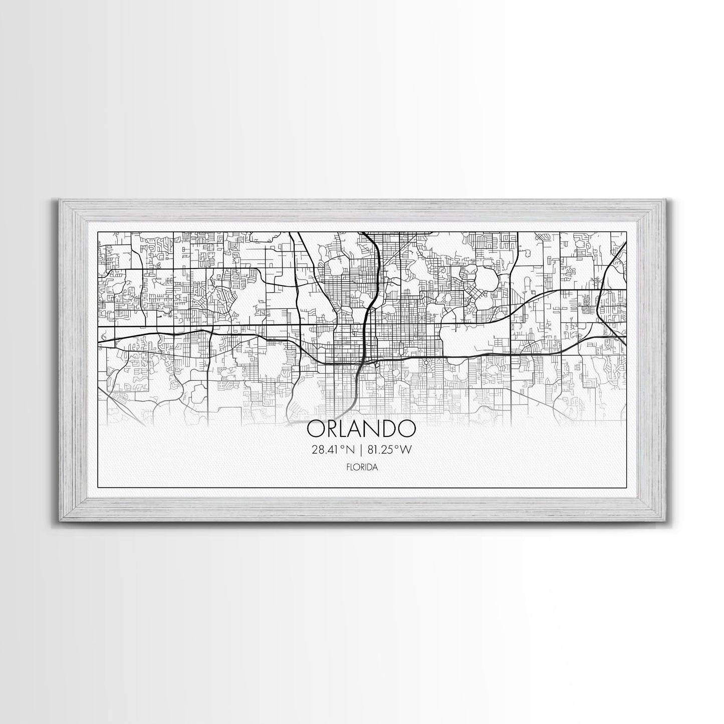 Orlando City Map, Florida Art, Map Print, Minimalist Wall Art, Wall Art, Canvas Art, New Homeowner Gift, Gaming Wall Décor, Wall Hanging