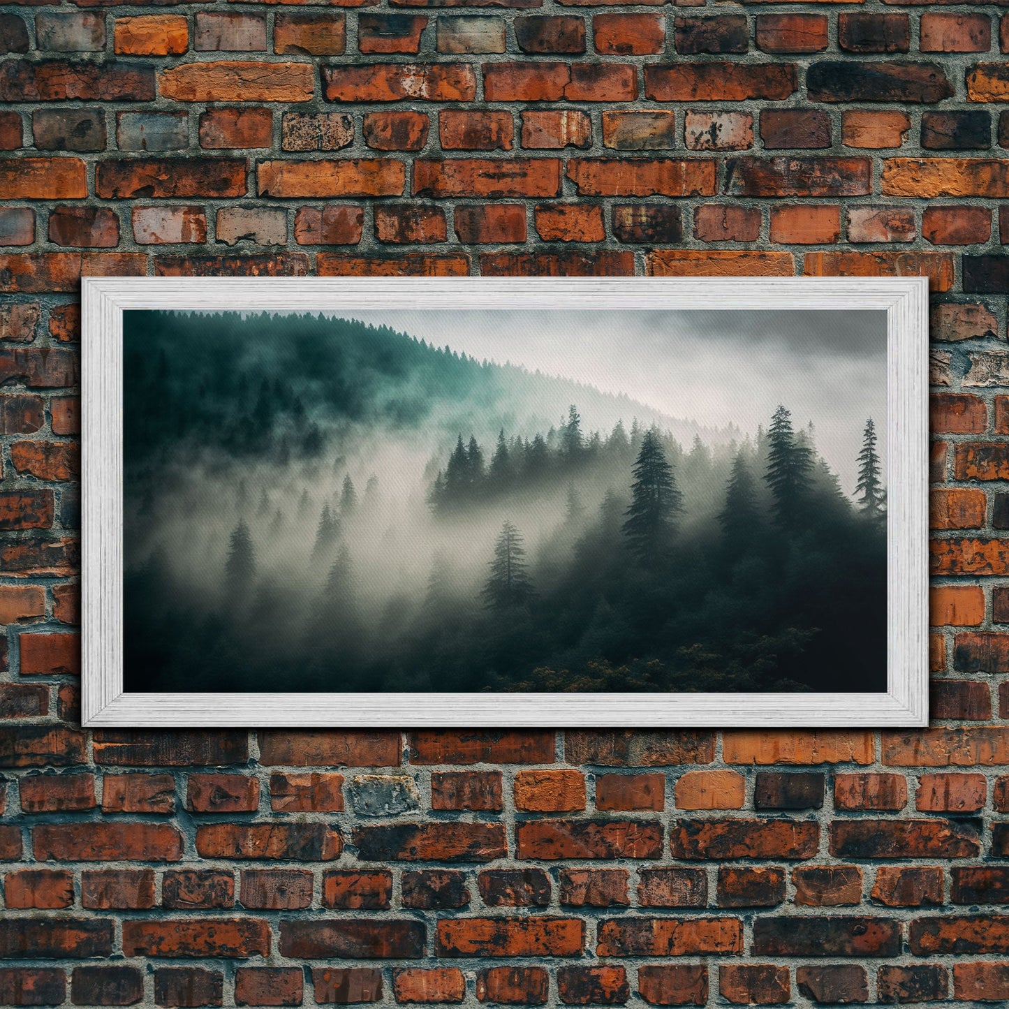 Foggy Forest wall art, relaxing art, zen art, framed canvas print, foggy landscape, trendy decor