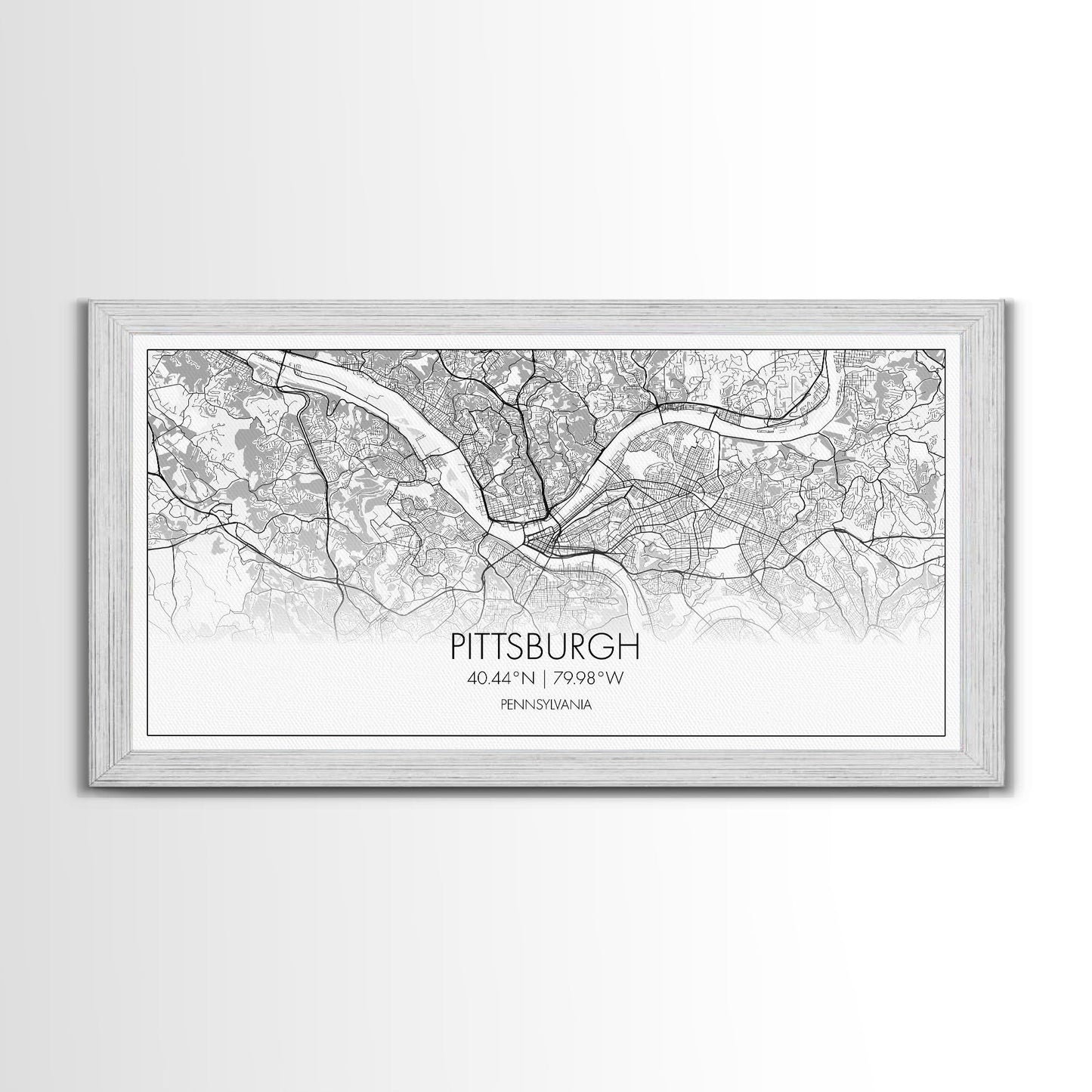 Pittsburgh City Map, Pennsylvania Art, Map Print, Minimalist Wall Art, Wall Art, Canvas Art, Hostess Gift, Travel Wall Print, Wall Hanging