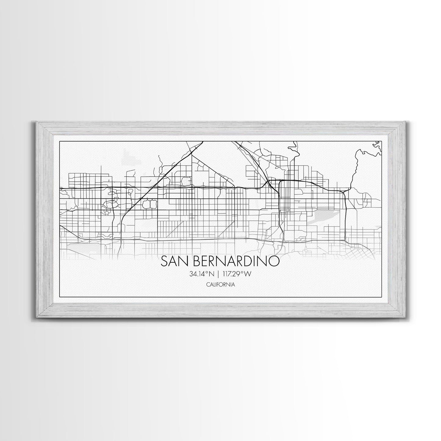 San Bernardino City Map, California Art, Map Print, Minimalist Wall Art, Wall Art, Canvas Art, Business Gift, Dorm Décor, Office Prints