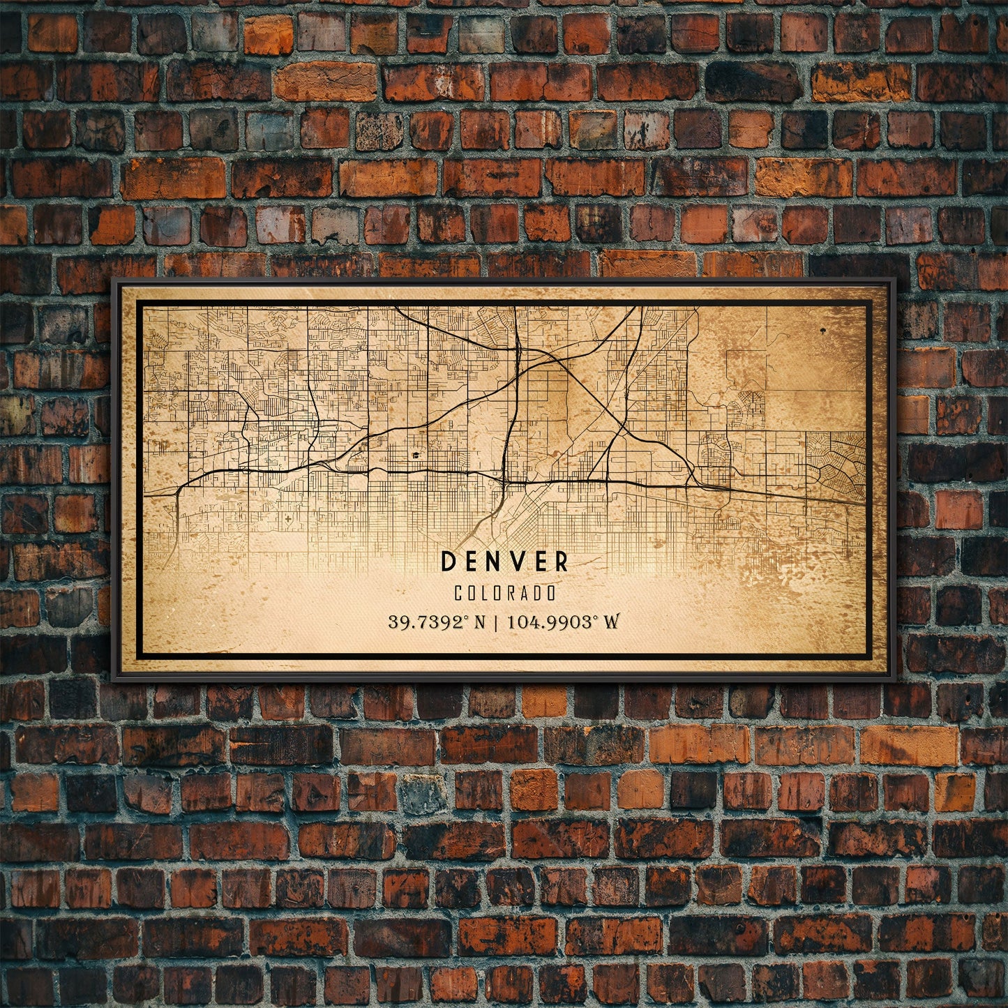 Denver map print poster canvas, Colorado map print poster canvas, Denver city map print poster canvas, framed road map art, office decor