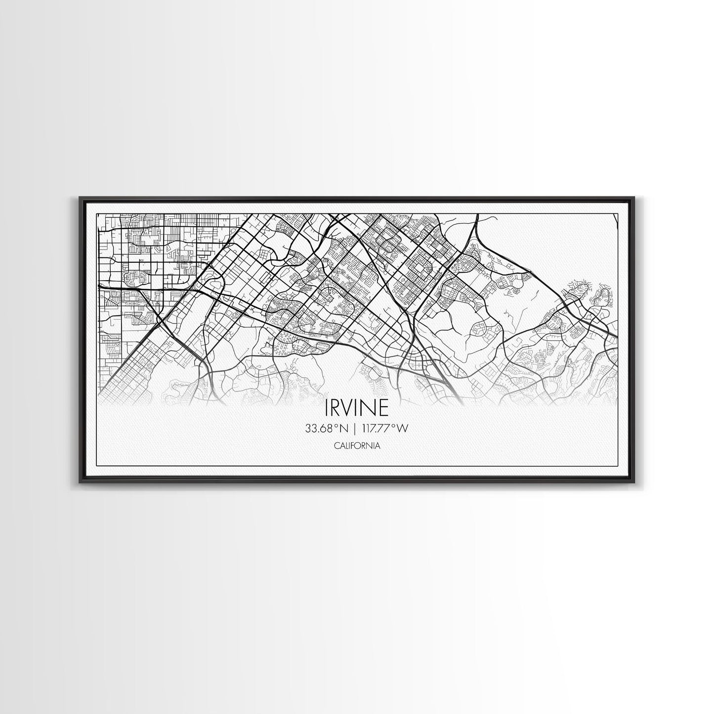 Irvine City Map, California Map, Map Art, Modern Art, Wall Art, Canvas Art, Bedroom Wall Décor, Engagement Gift, Tiny Home Décor, Home Décor