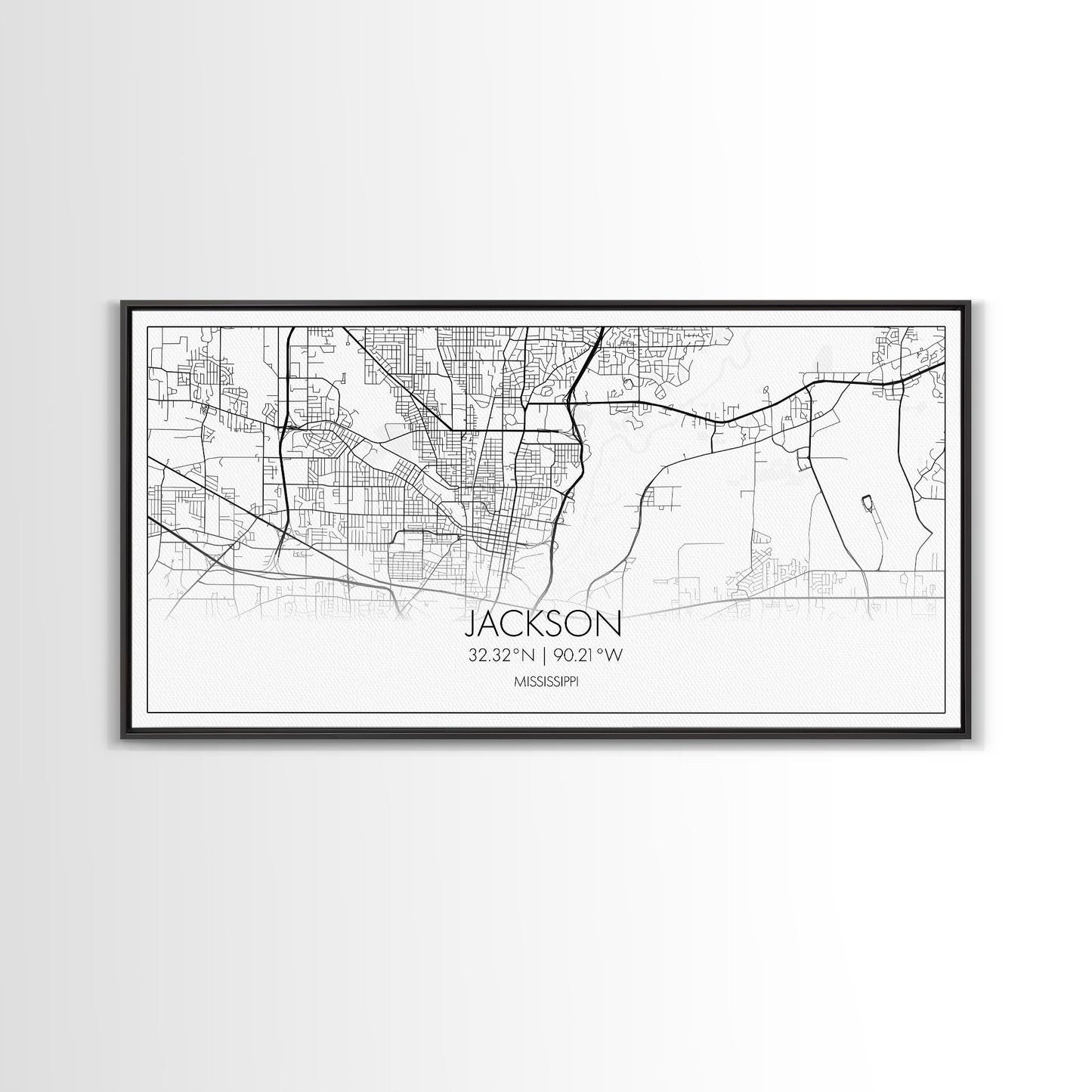 Jackson City Map, Mississippi Map, Map Art, Modern Art, Wall Art, Canvas Art, Apartment Wall Décor, Modern Farmhouse Art, Gift For Men