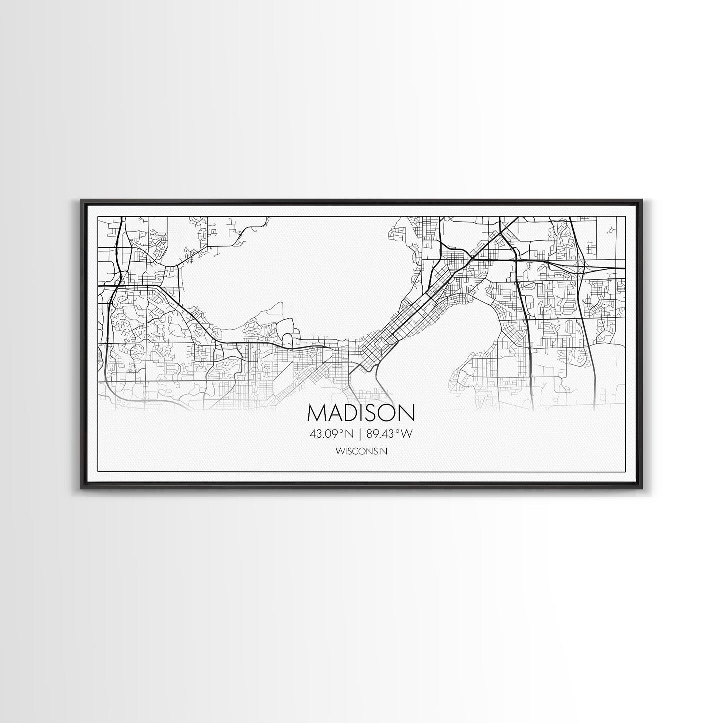 Madison City Map, Wisconsin Map, Map Art, Modern Art, Wall Art, Canvas Art, Unique Gifts, Large Wall Art, College Décor, Room Décor, Prints