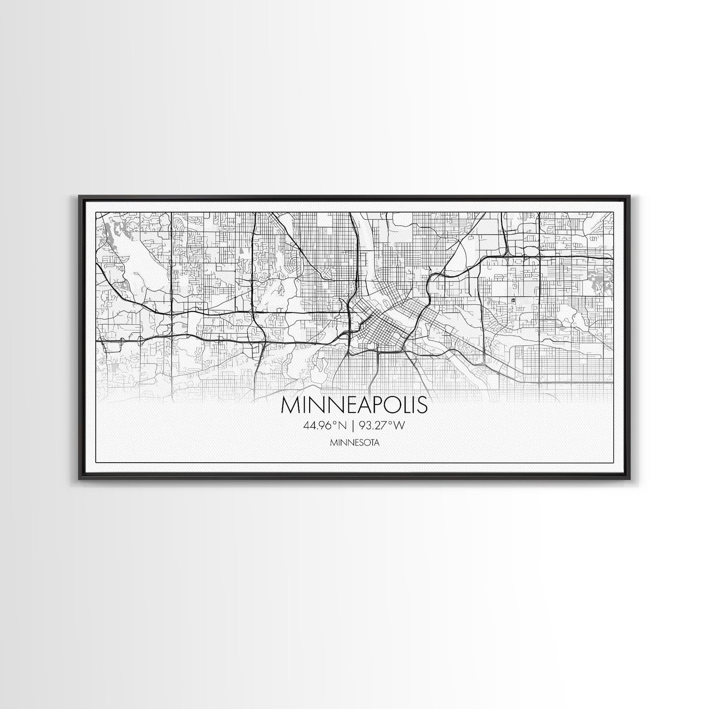 Minneapolis City Map, Minnesota Map, Map Art, Minimalist Wall Art, Wall Art, Canvas Art, Dorm Room Décor, Home Décor Wall Art, Gift For Dad