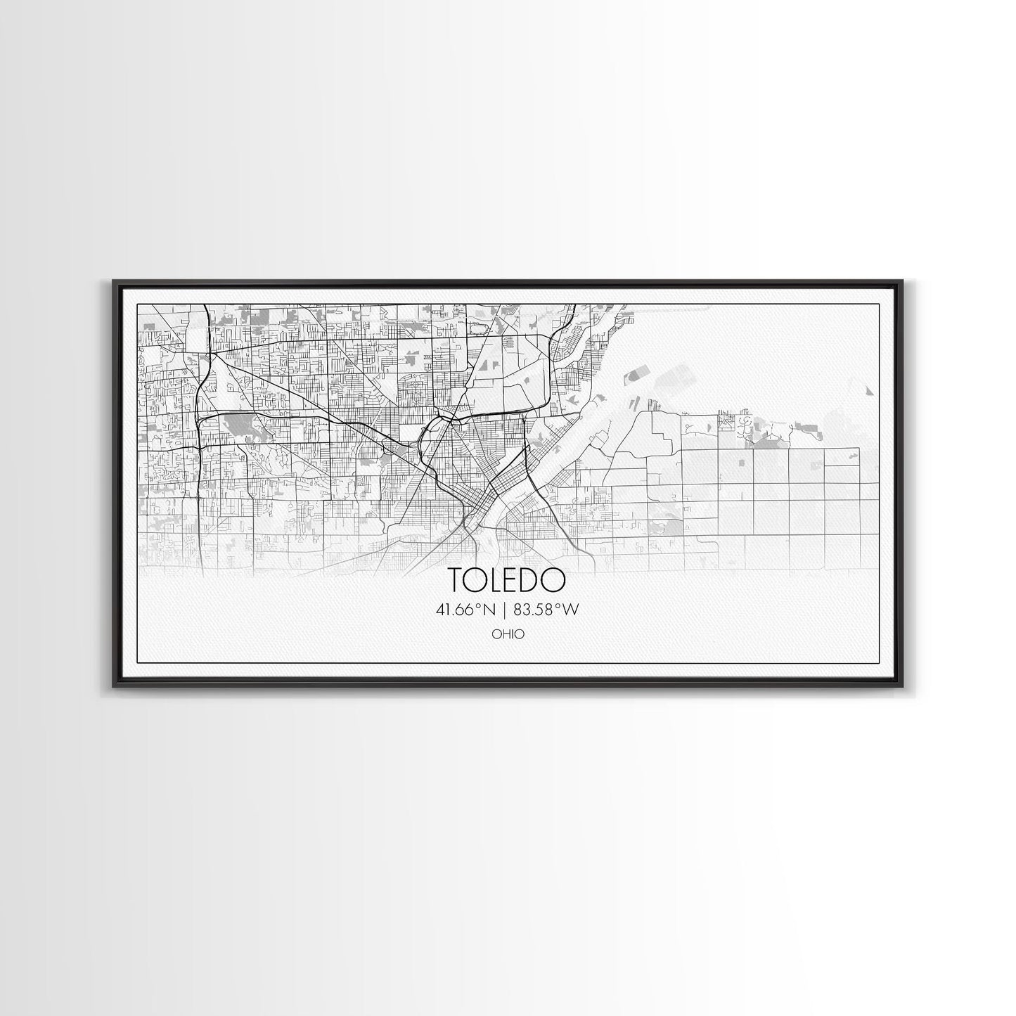 Toledo City Map, Ohio Art, Map Print, Modern Wall Art, Wall Art, Canvas Art, Bedroom Teen Girl Art, Gift For Realtor, Family Home Décor