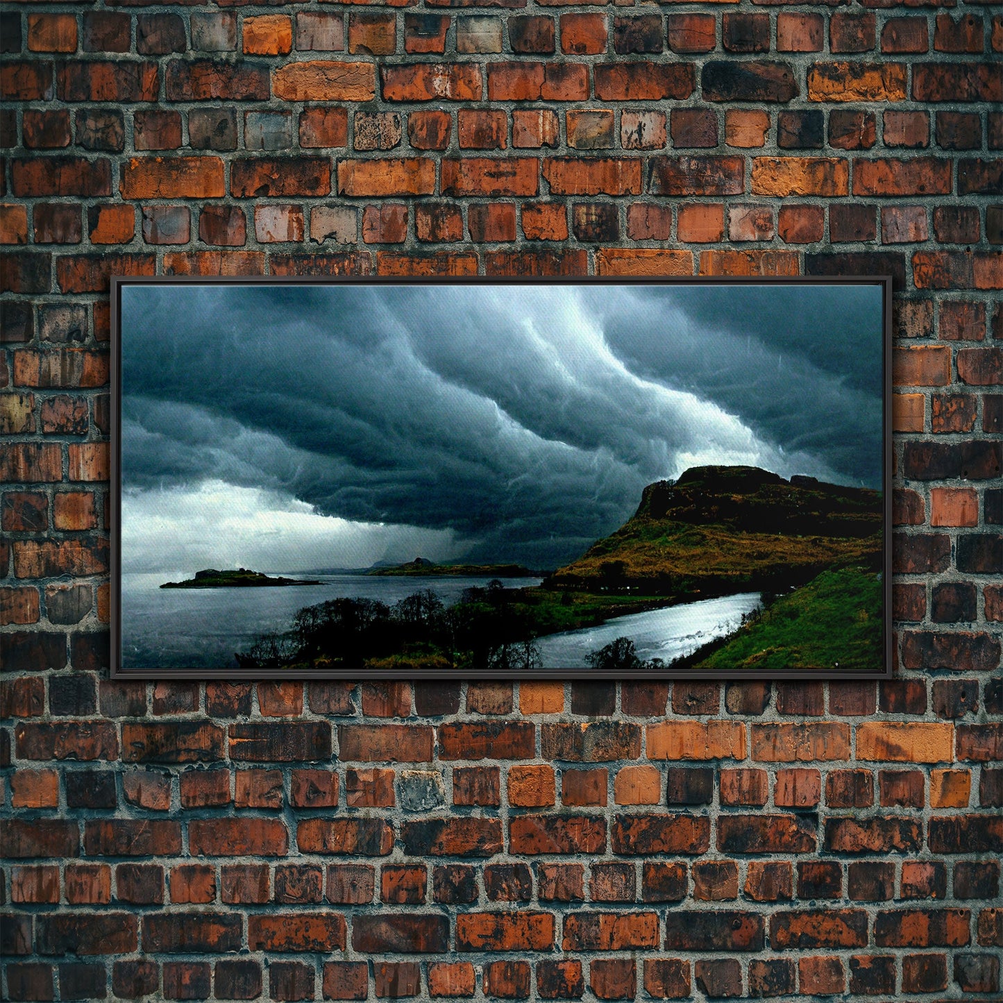 Foggy night rainstorm over the lake canvas print, nature and landscape wall art, ready to hang, cool wall art