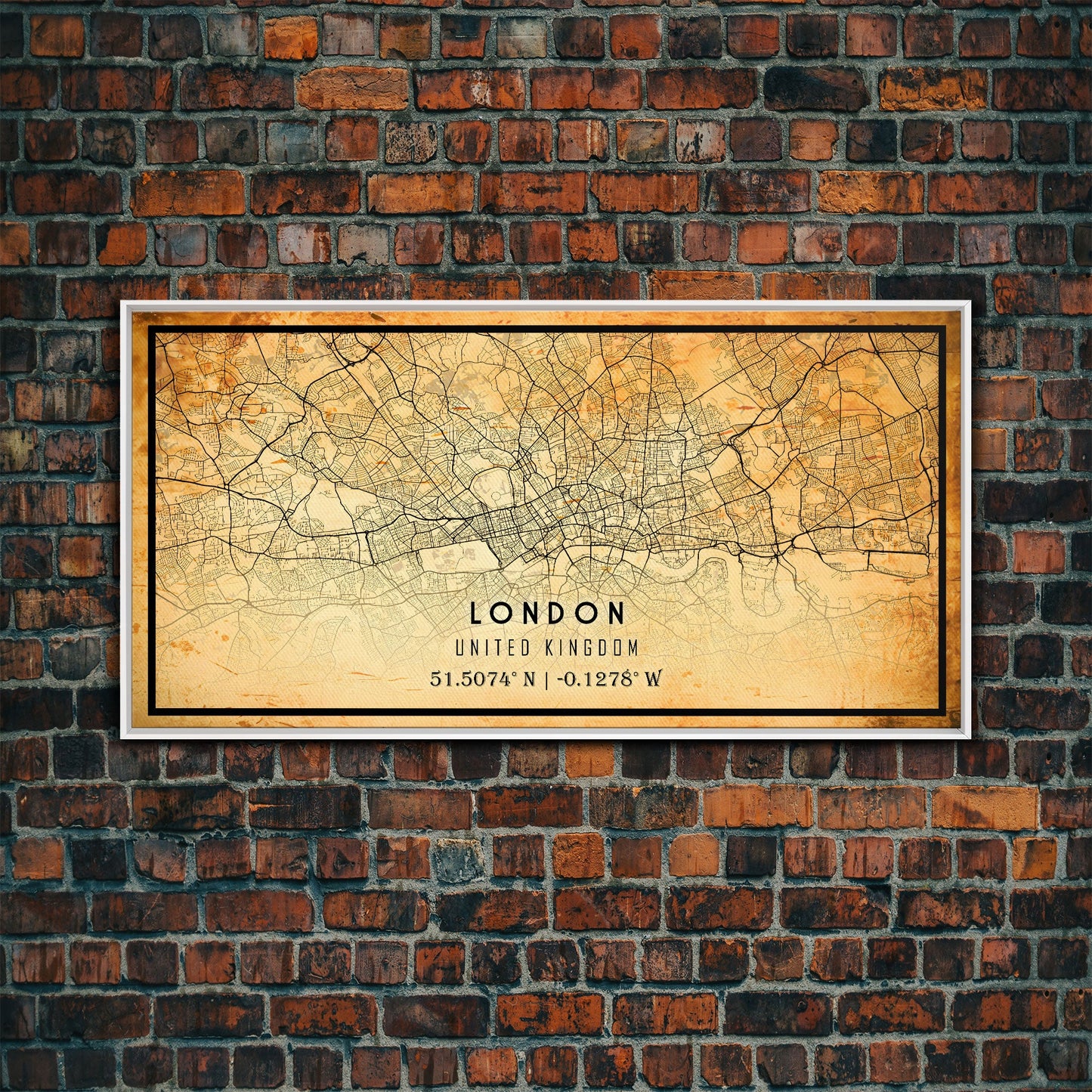 London UK map print poster or framed canvas, London map print poster canvas, London England city map print poster canvas, Vintage Travel Art
