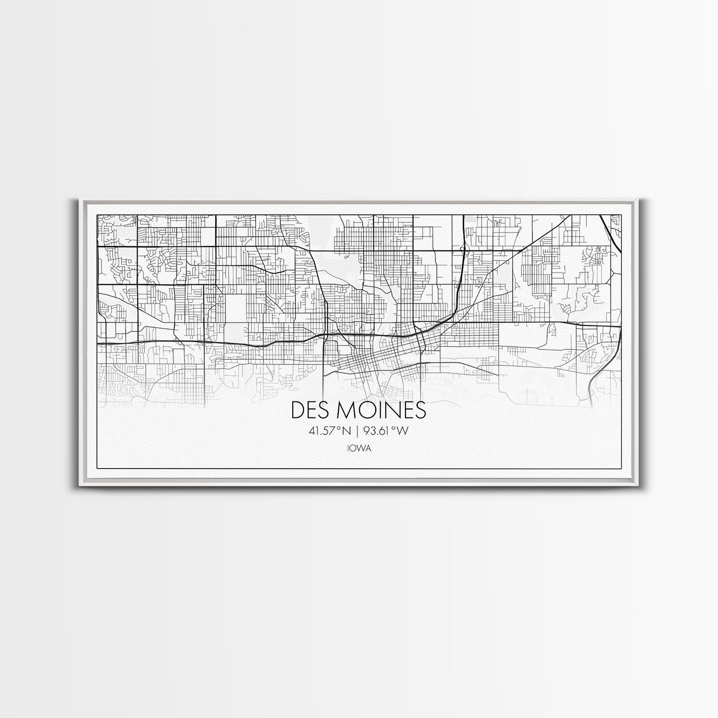 Des Moines Street Map, Iowa Map, Map Print, Minimalist Art, Wall Art, Canvas Art, Girls Bedroom Décor, Dorm Room Décor, Gift For Dad, Office