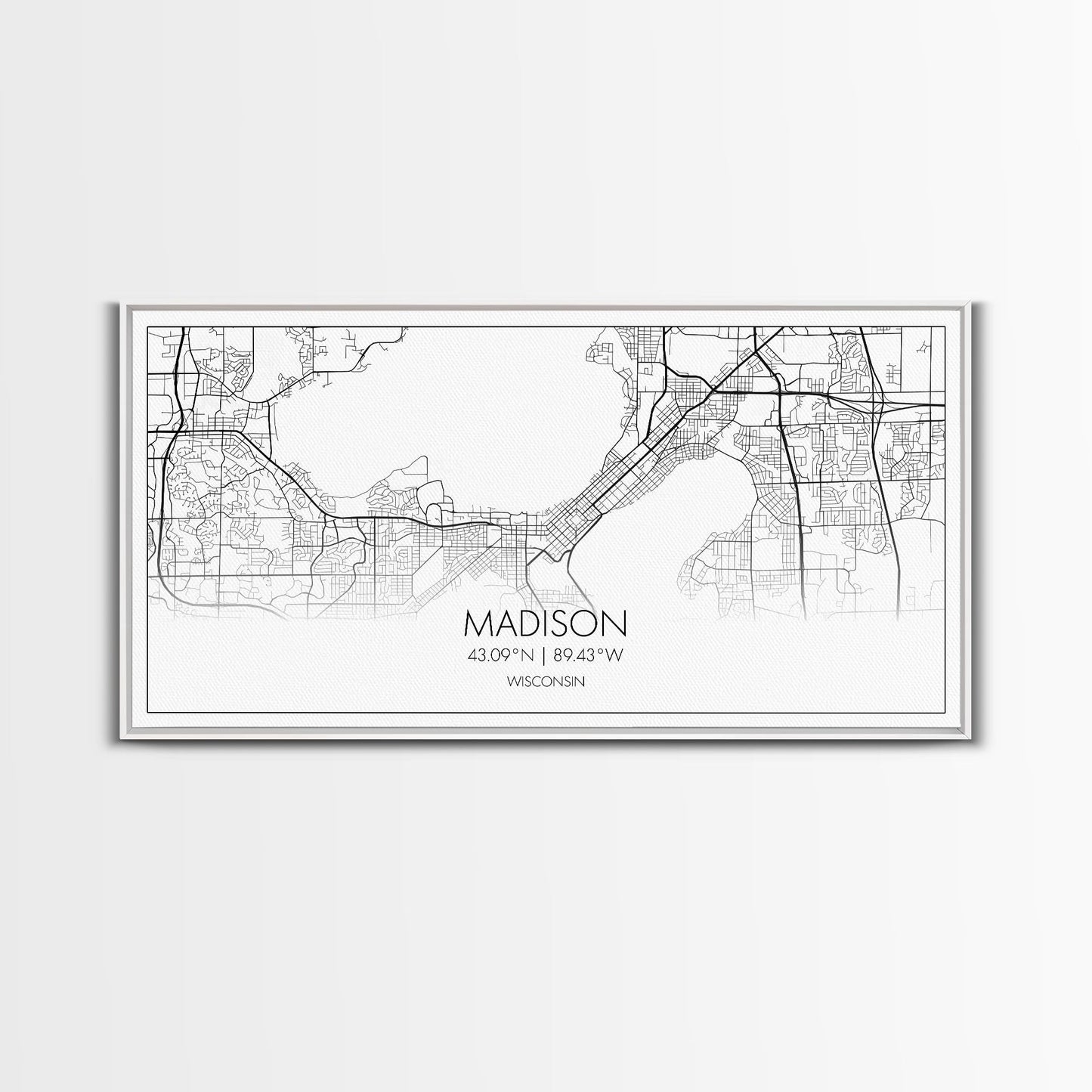 Madison City Map, Wisconsin Map, Map Art, Modern Art, Wall Art, Canvas Art, Unique Gifts, Large Wall Art, College Décor, Room Décor, Prints