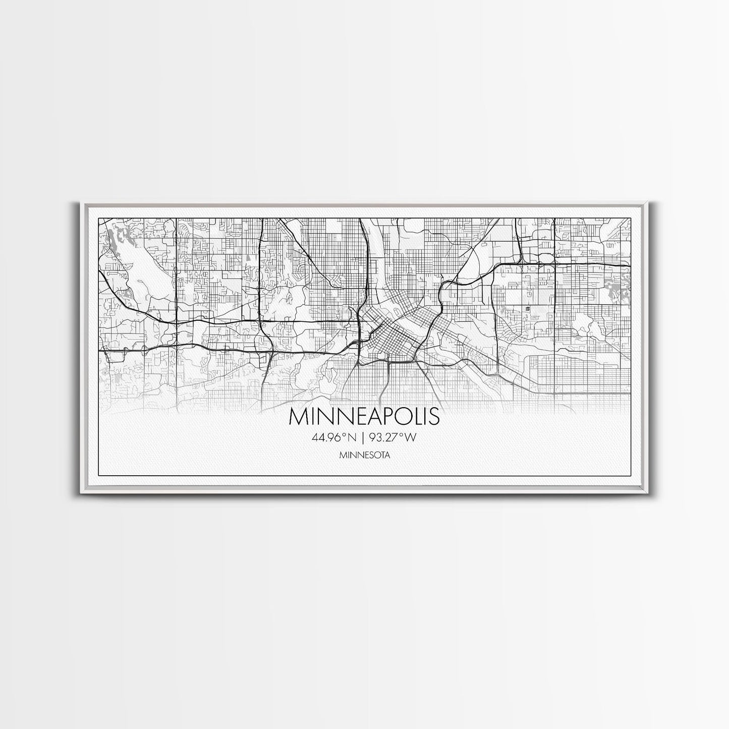 Minneapolis City Map, Minnesota Map, Map Art, Minimalist Wall Art, Wall Art, Canvas Art, Dorm Room Décor, Home Décor Wall Art, Gift For Dad