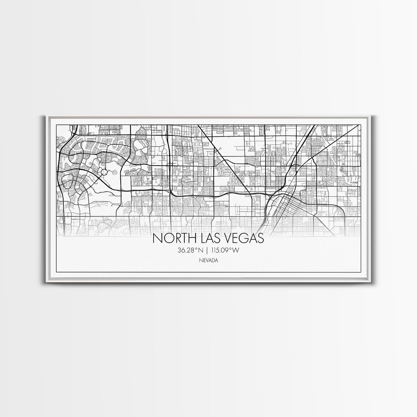 North Las Vegas City Map, Nevada Art, Map Print, Minimalist Wall Art, Wall Art, Canvas Art, Gamer Room Décor, Teacher Gift, Teen Boy Décor