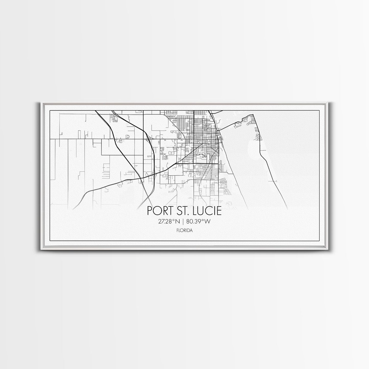 Port St Lucie City Map, Florida Art, Map Print, Minimalist Wall Art, Wall Art, Canvas Art, Rustic Wall Art, Birthday Gift, Dorm Room Décor