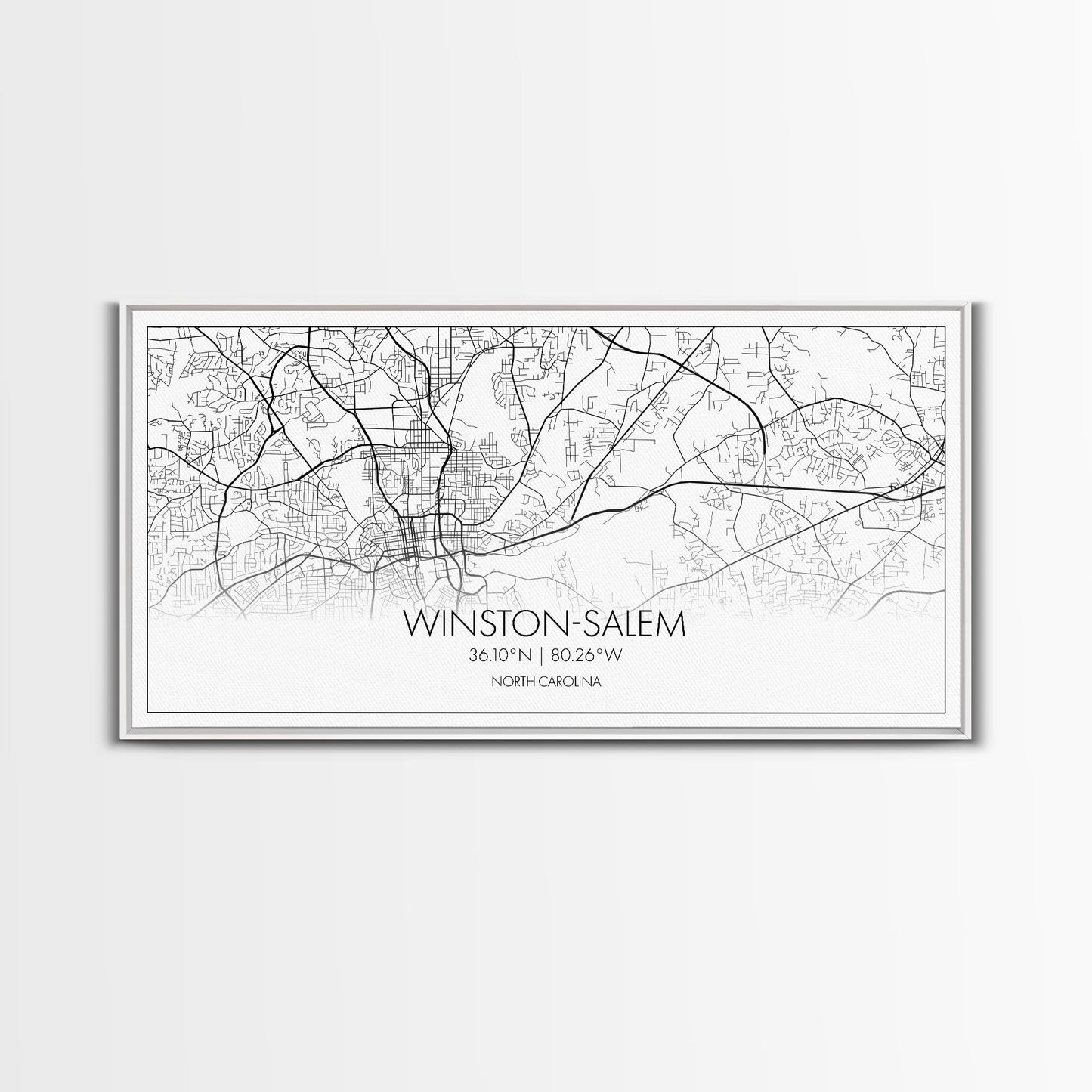Winston Salem City Map, North Carolina Art, Map Print, Modern Wall Art, Wall Art, Canvas Art, Modern Office Art, Room Décor For Teens