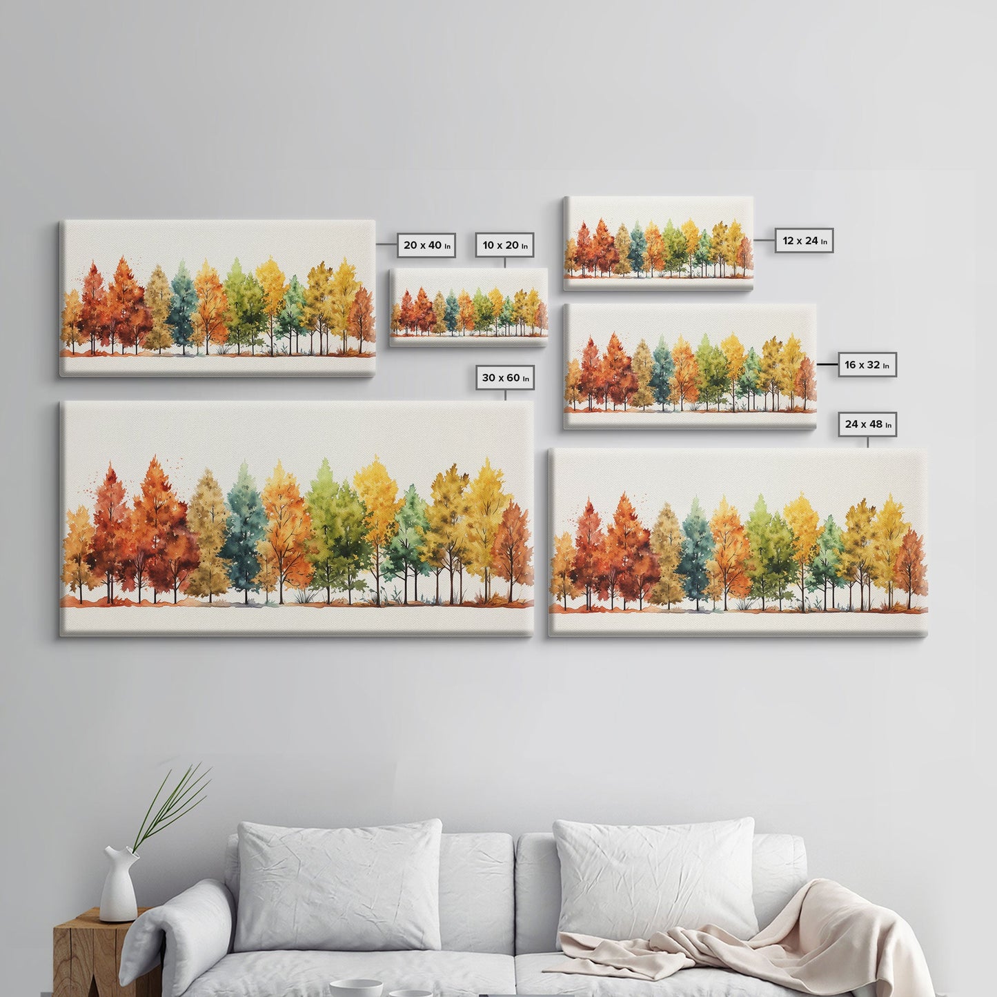 Autumn Decor - The Changing Of The Leaves - Framed Canvas Print - Fall Painting - Fall Centerpiece - Orange Leaves - Rustic Farmhouse Decor