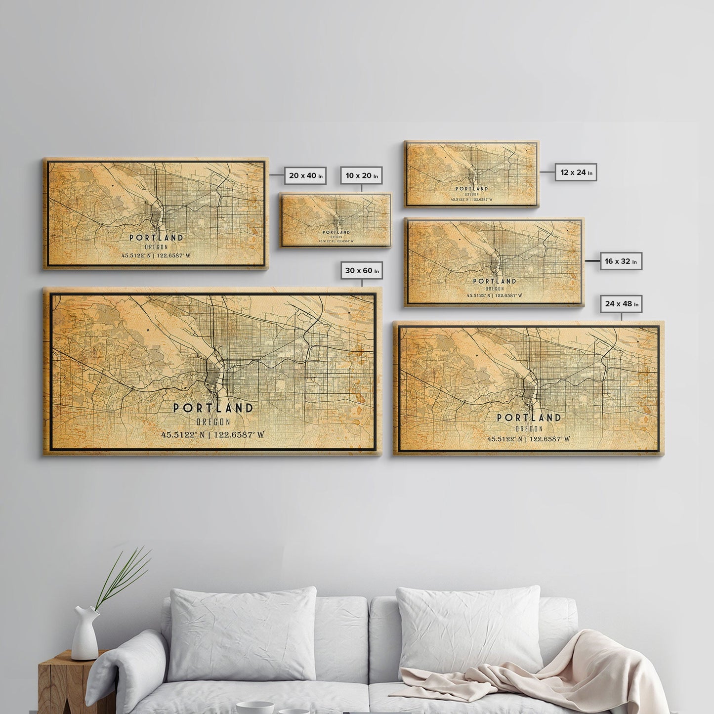 Portland Oregon Street Map, Framed Canvas Art, Oregon United States Road Map Wall Art, Office Wall Art, Portland Wall Decor for Office