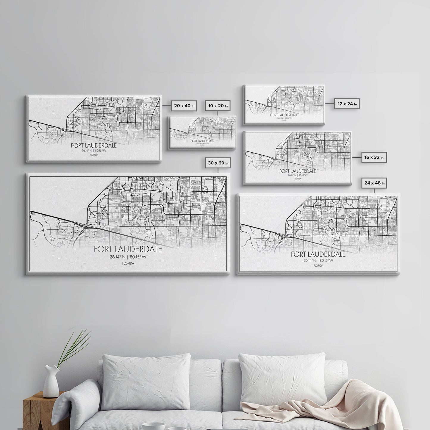 Fort Lauderdale Map, Florida Map, Map Art, Minimalist Art, Wall Art, Canvas Art, Gift For Newlyweds, Boys Room, Billiard Room Décor, Prints