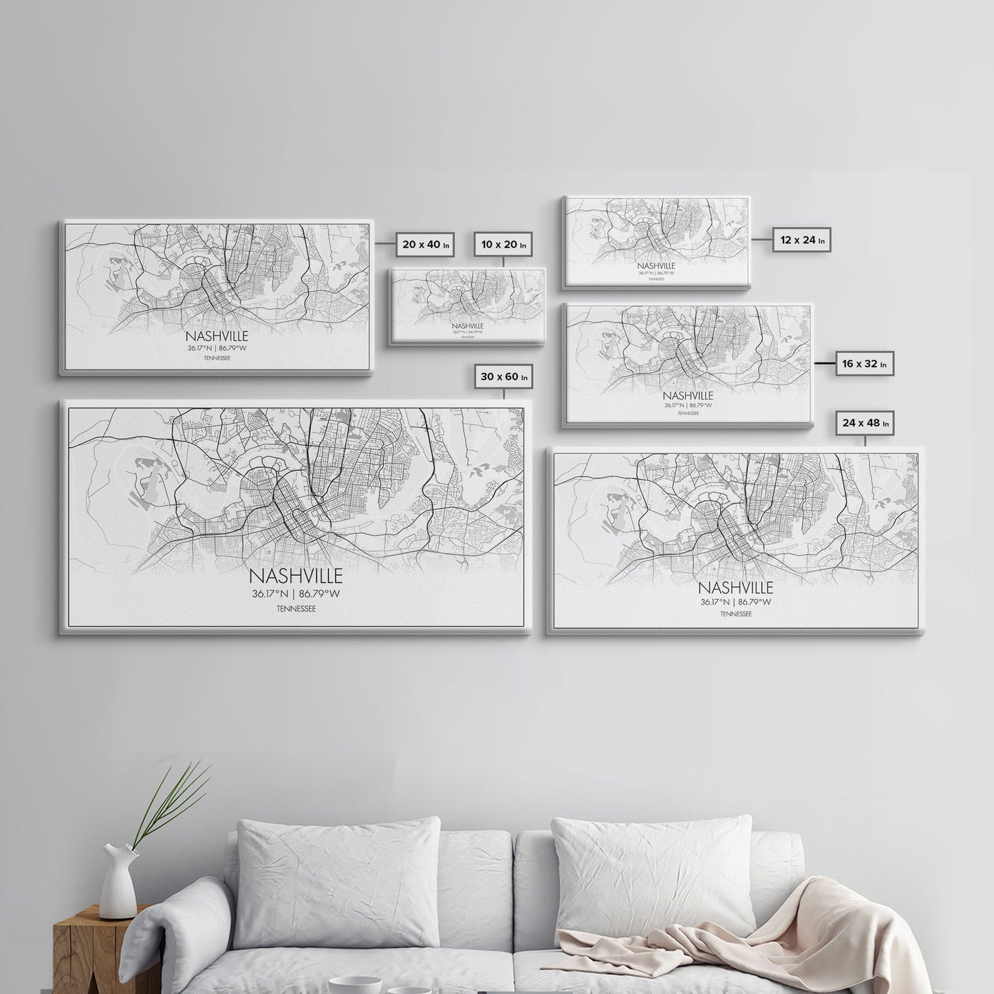 Nashville City Map, Tennessee Map, Map Art, Minimalist Wall Art, Wall Art, Canvas Art, Music Lover Gift, Country Décor, Landscape Wall Art