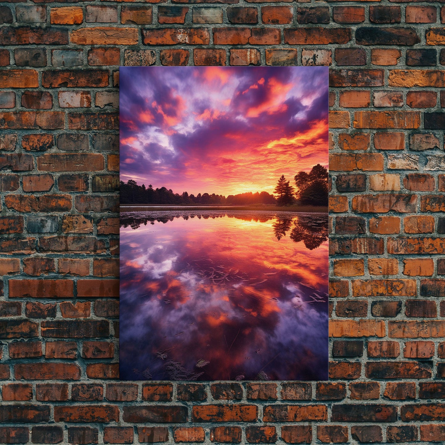 Lake Wall Art, Water Reflection, Landscape Wall Art, Sunset Wall Art, Canvas Print, Wall Art, Vertical Art, Nature Wall Art, Wall Hanging