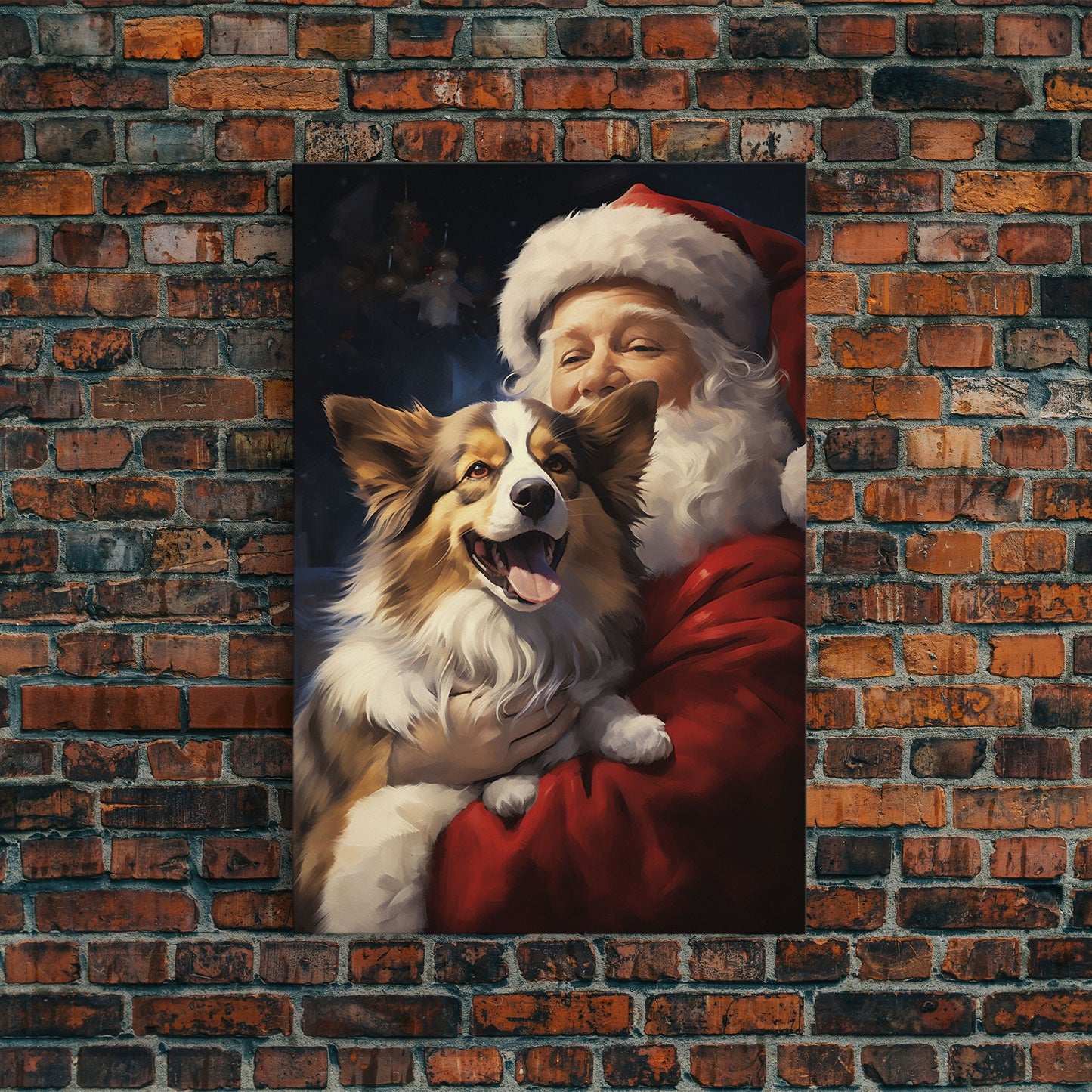 Santa Claus And His Corgi, Christmas Wall Art, Christmas Dog, Winter Wall Art, Santa Decor, Santa Art Print, Farmhouse Christmas