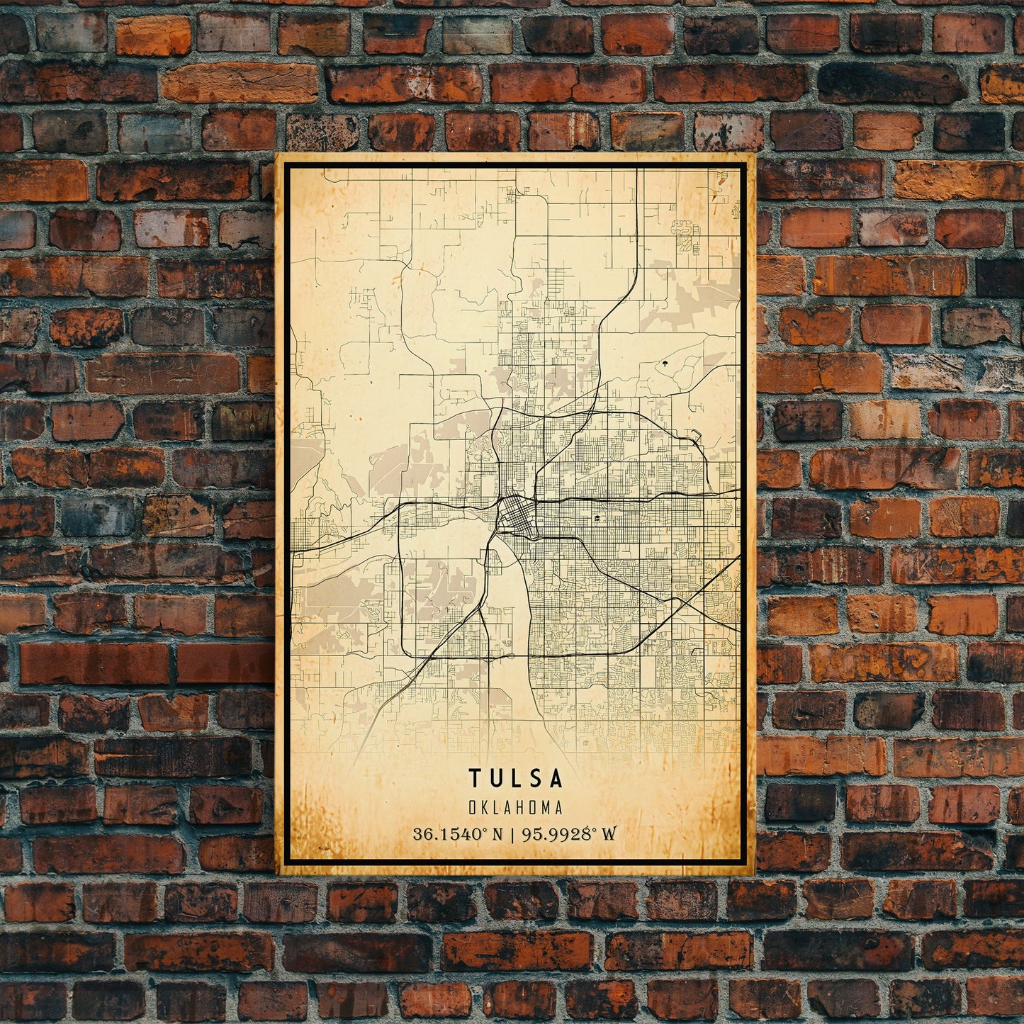 Tulsa Map Art - Oklahoma - Custom Tulsa City Streets Map Print -  University of Tulsa - Home Office Decor Tulsa Map Decor Oklahoma Wall Art