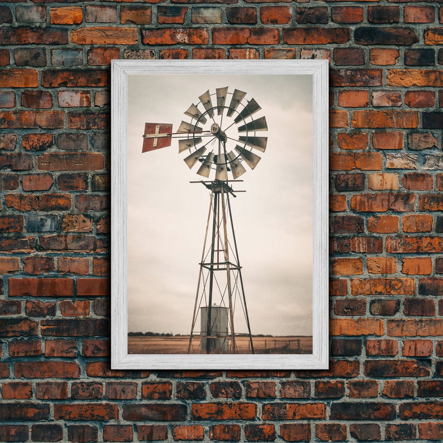 Rustic Farmhouse Home Decor, Windmill Photography Photo Print Art, Rustic Industrial Farmhouse Wall Art Picture, Country Landscape Picture