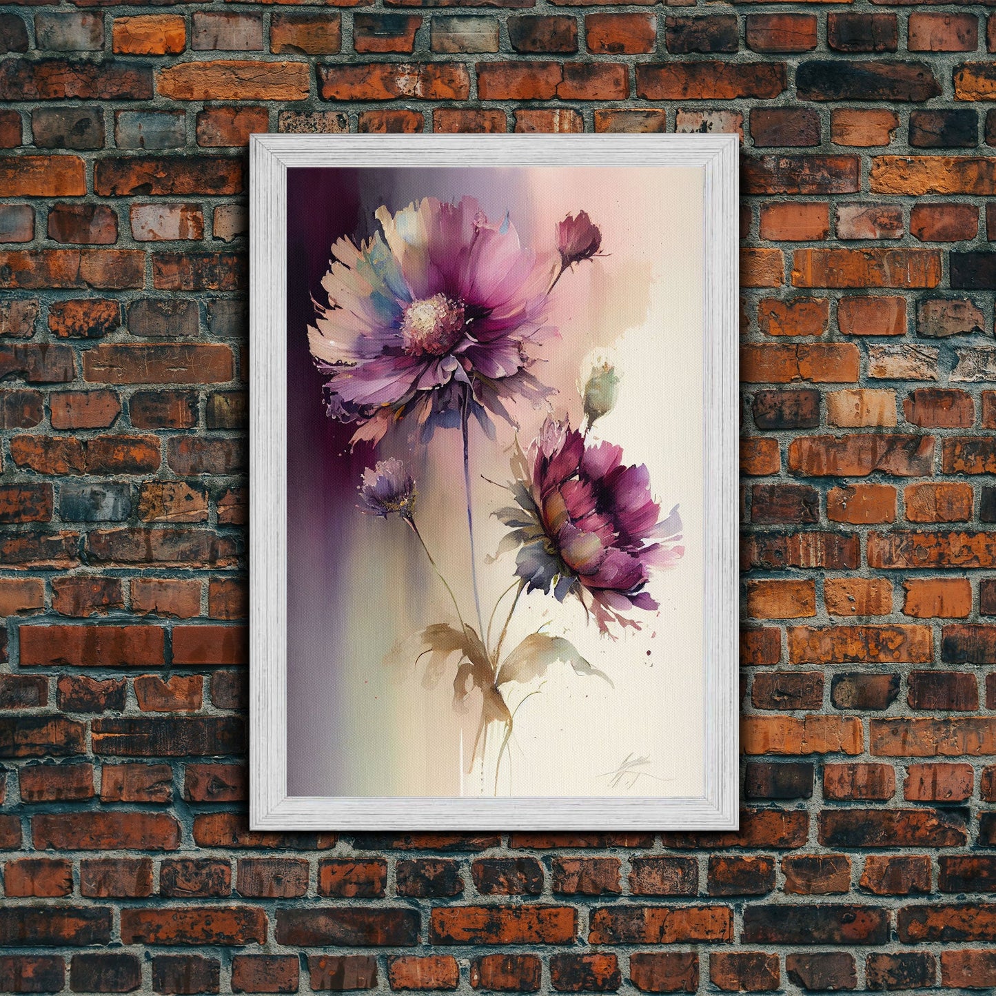Vintage Style Framed Canvas Art  // Vintage Floral Print // Vintage White Roses Painting // Still Life Botanical Farmhouse print // Flower