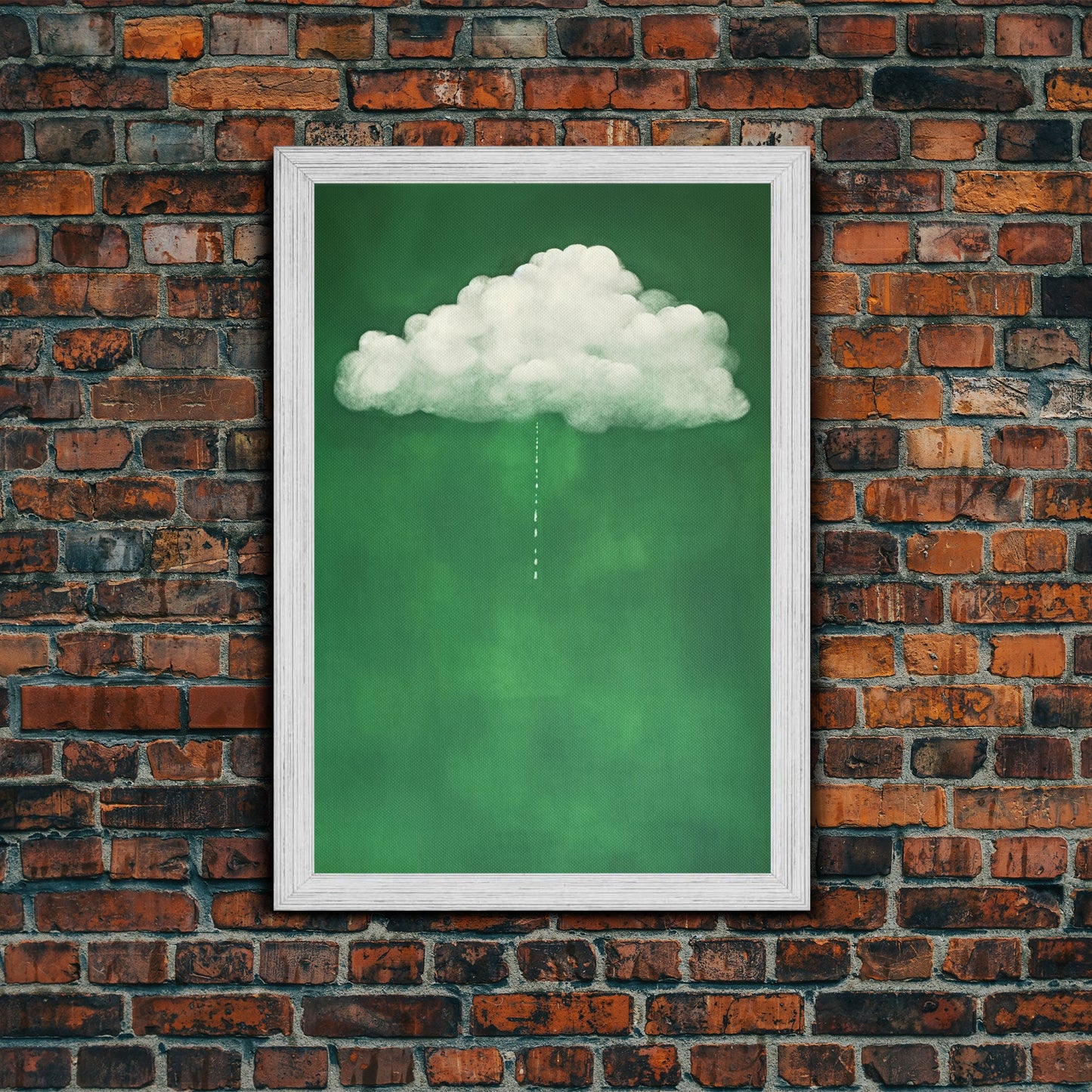 Dark Green Rain Cloud Wall Art, Framed Canvas Or Poster Print, Abstract Art Print, Minimalist Wall Decor, Maximalist Decor, Emerald Green