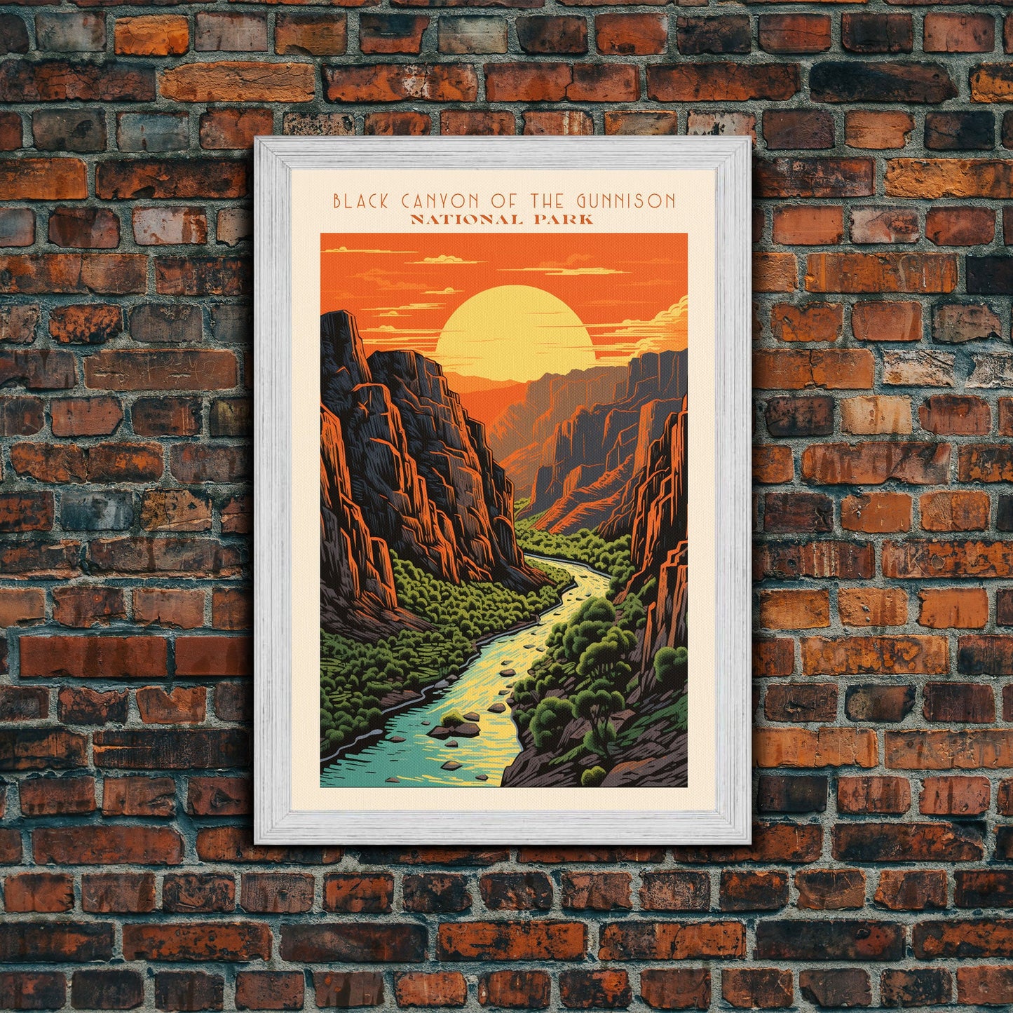 Black Canyon Of The Gunnison National Park Travel Poster Print, Canvas Print Wall Art, Colorado Travel Art, Midcentury Modern Travel Decor