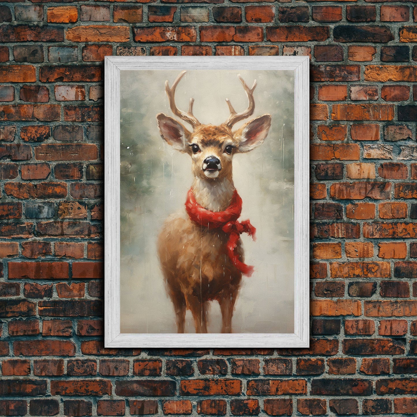 Cute Buck Dressed For Christmas, Christmas Decor, Woodland Animals, Christmas Wall Art, Winter Decor, Holiday Decor, Seasonal Decor