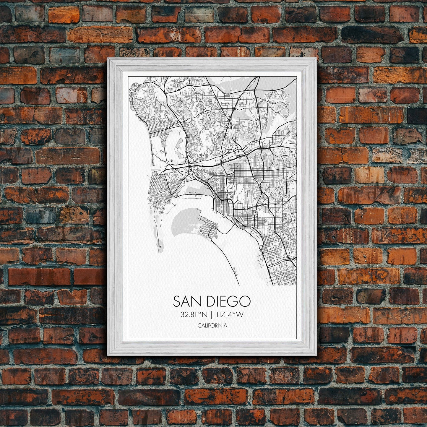 San Diego Street Map, California Map, City Map Print, Minimalist Art, Wall Art, Canvas Print, Office Wall Art, Best Friend Gifts, Travel Art
