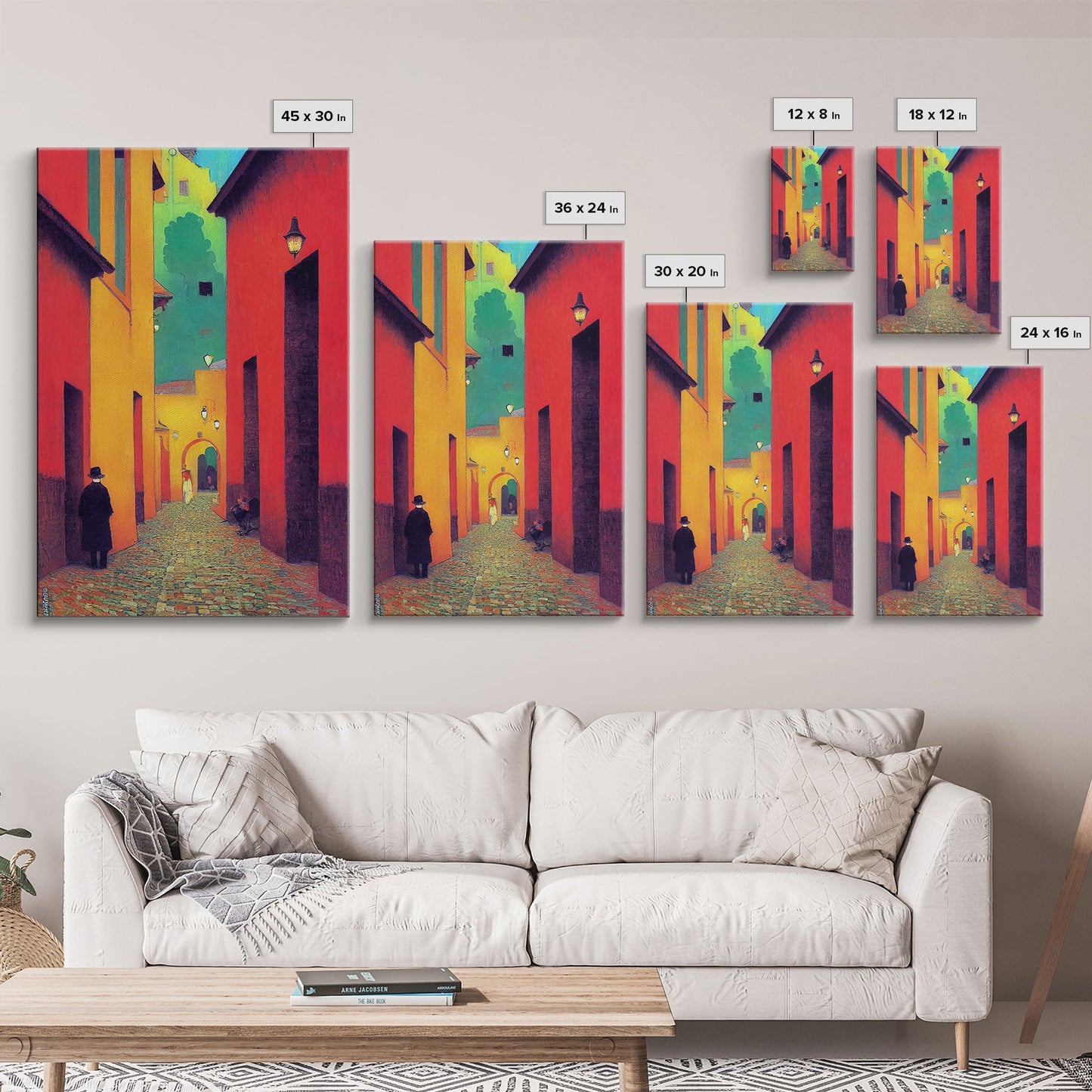 Surrealist Colorful City, Geometric Abstract Art, framed canvas print wall art