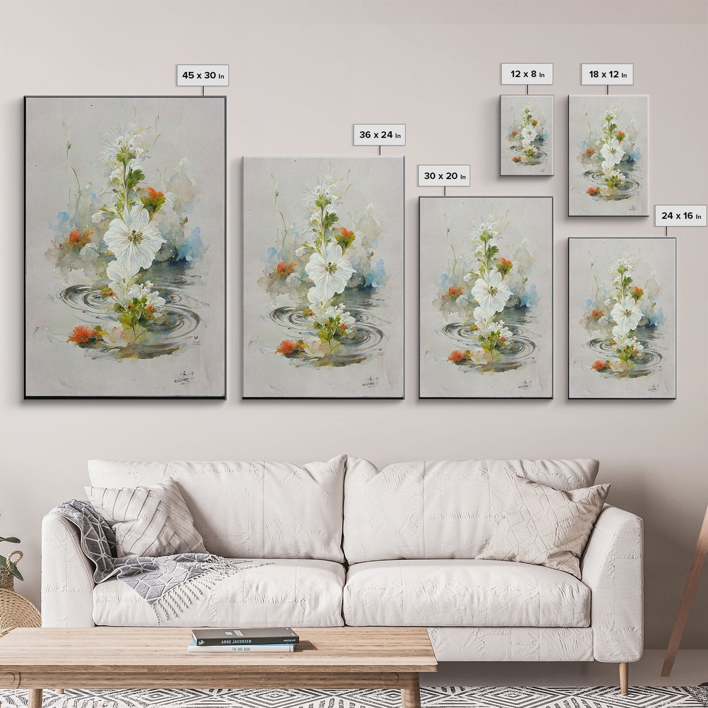 Flower Market Print, Botanical Wall Art, Floral Drawing Posters, Custom Wall Art, Canvas Print, Flower Pattern Wall Art