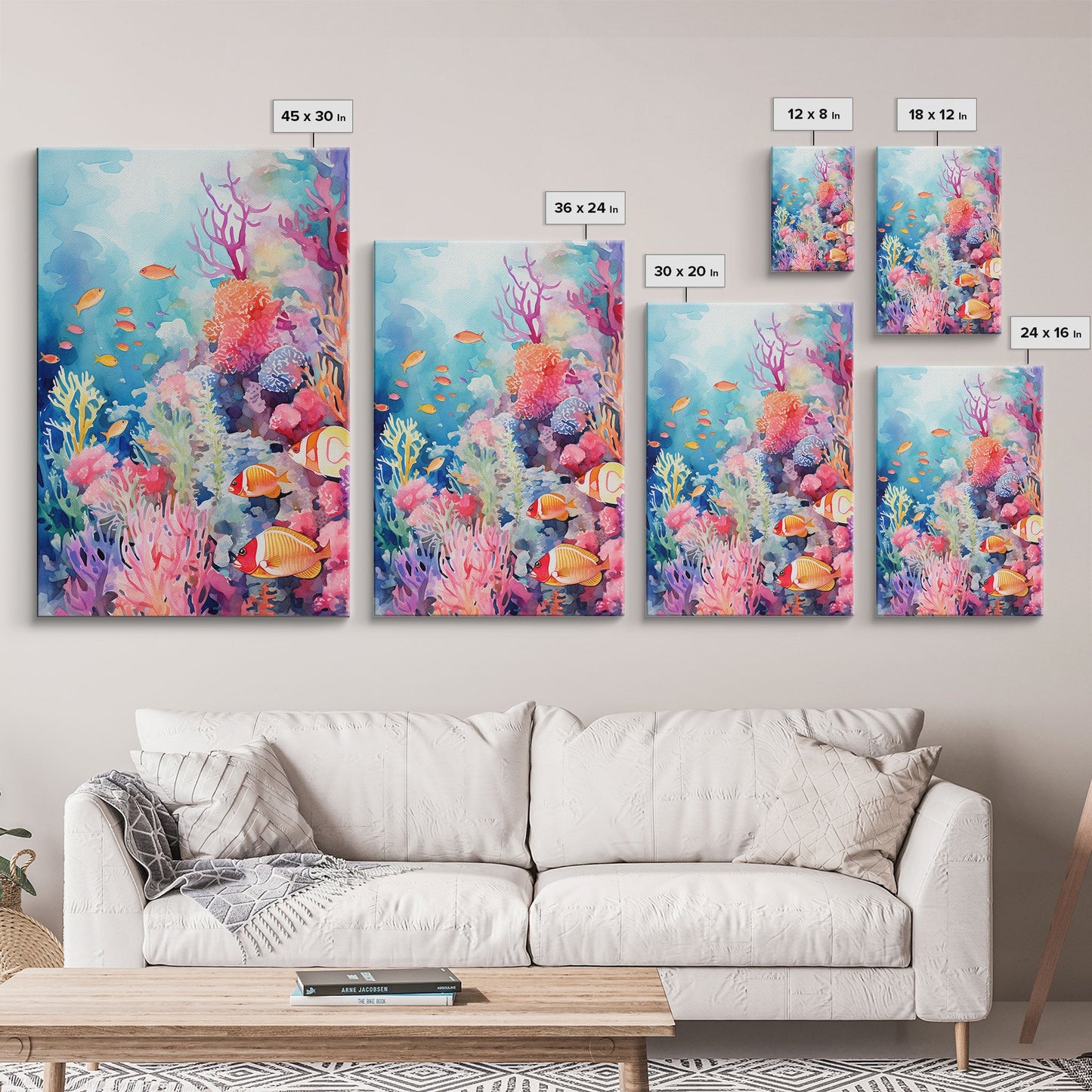 Ocean Nursery Art, Under The Sea, Canvas Print, Wall Art, Vertical Art, Nautical Nursery Art, Thank You Gift, Modern Home Decor, Home Decor