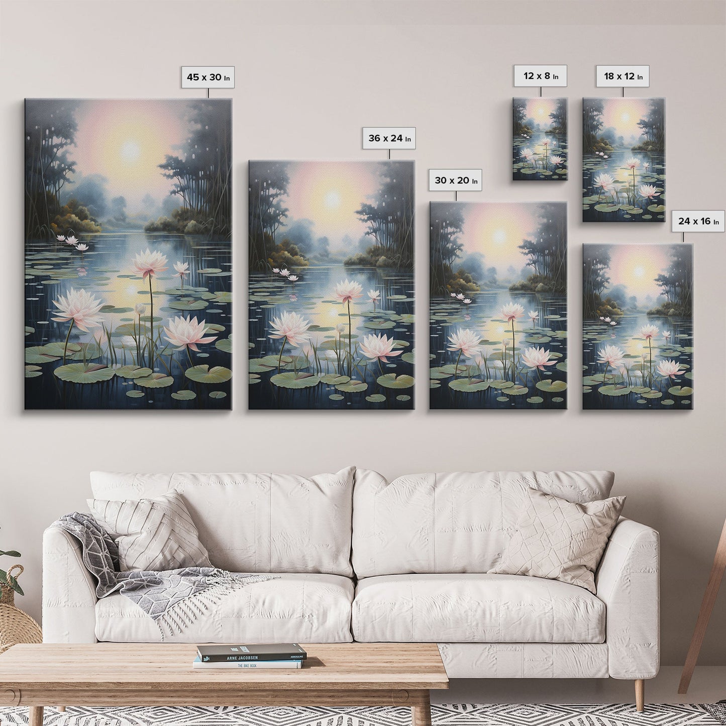 Lake Wall Art, Lotus Wall Print, Sunset Print, Canvas Print, Wall Art, Vertical Art, Birthday Gift, Country Home Art, Bedroom Teen Girl Art