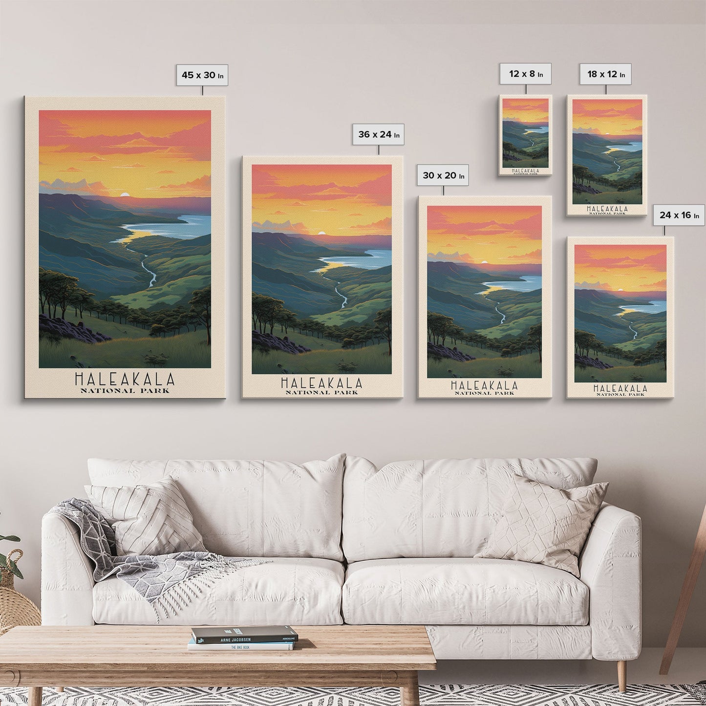 Haleakala National Park Hawaii Travel Art, National Park Print, Minimalist Travel Art, Midcentury Modern Style Landscape Painting