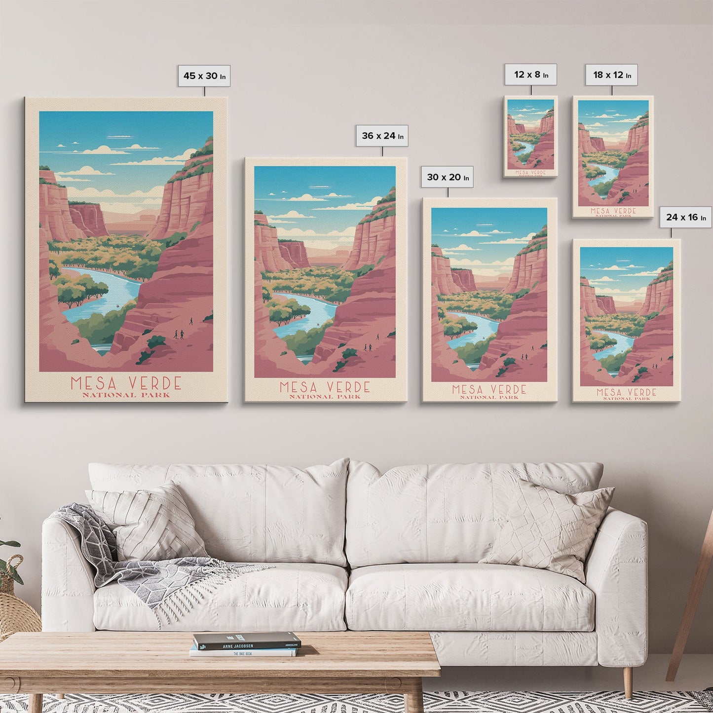 Mesa Verde National Park Colorado Travel Art, National Park Print, Minimalist Travel Art, Midcentury Modern Style Landscape Painting