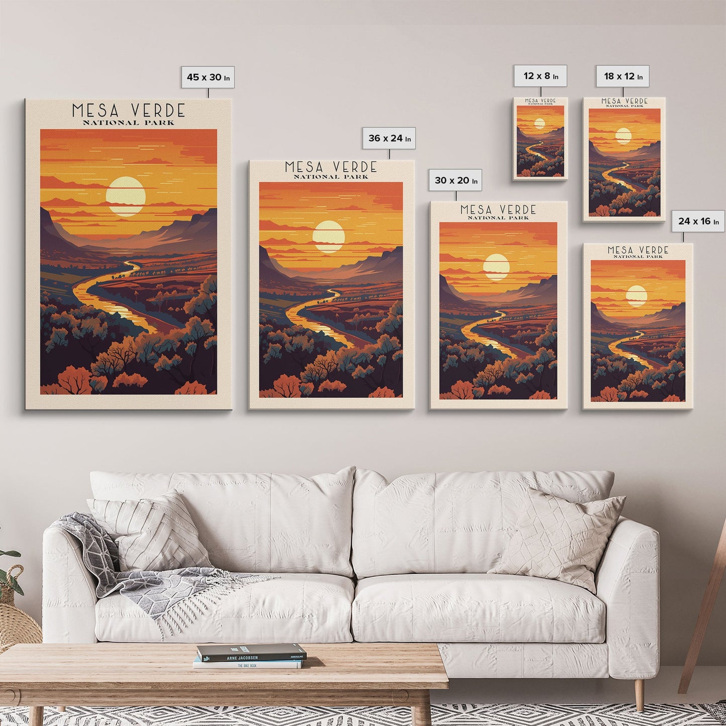 Mesa Verde National Park Colorado Travel Art, National Park Print, Minimalist Travel Art, Midcentury Modern Style Landscape Painting