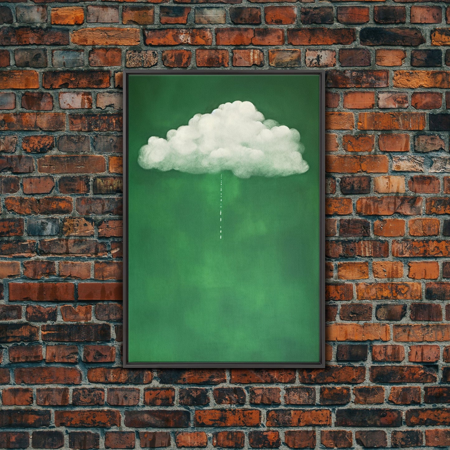 Dark Green Rain Cloud Wall Art, Framed Canvas Or Poster Print, Abstract Art Print, Minimalist Wall Decor, Maximalist Decor, Emerald Green
