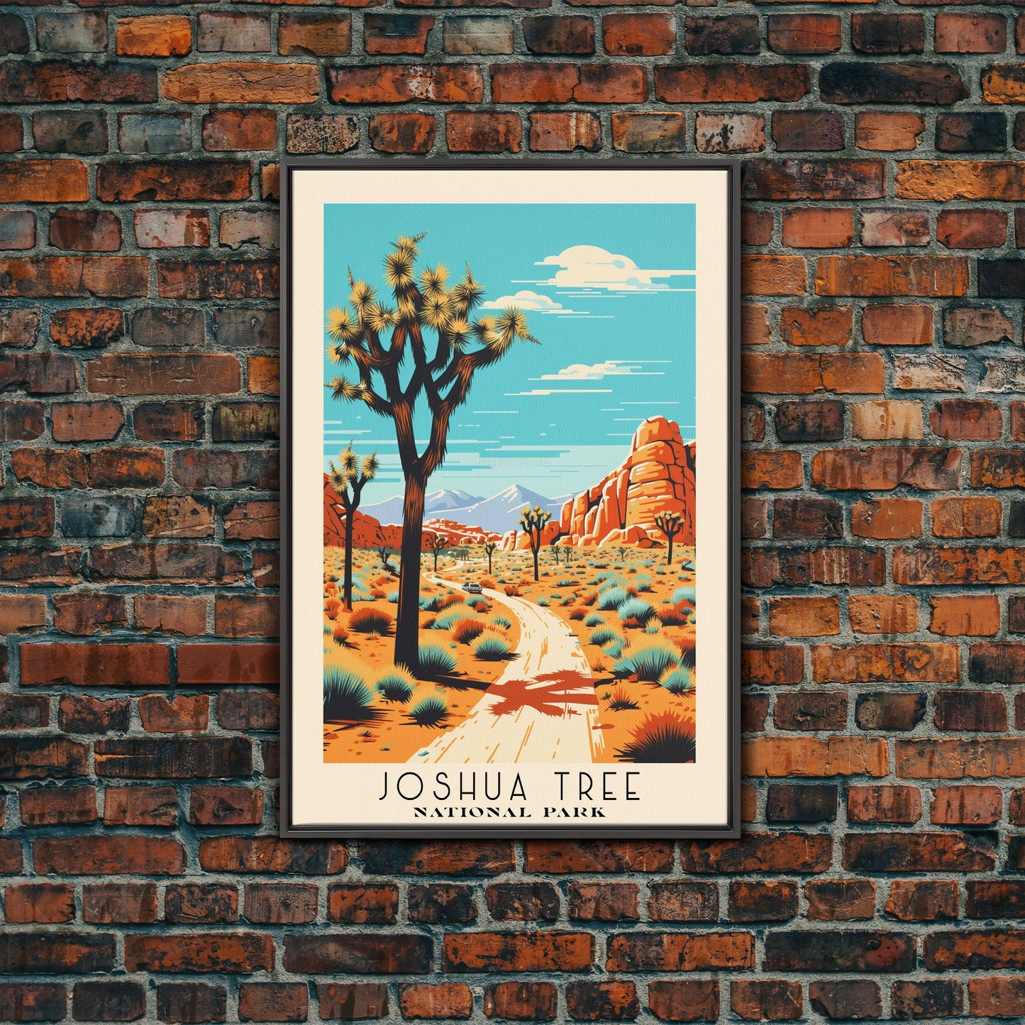 Joshua Tree National Park California Travel Art, National Park Print, Minimalist Travel Art, Midcentury Modern Style Landscape Painting