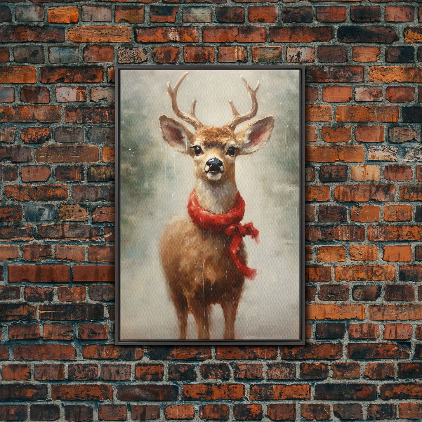Cute Buck Dressed For Christmas, Christmas Decor, Woodland Animals, Christmas Wall Art, Winter Decor, Holiday Decor, Seasonal Decor