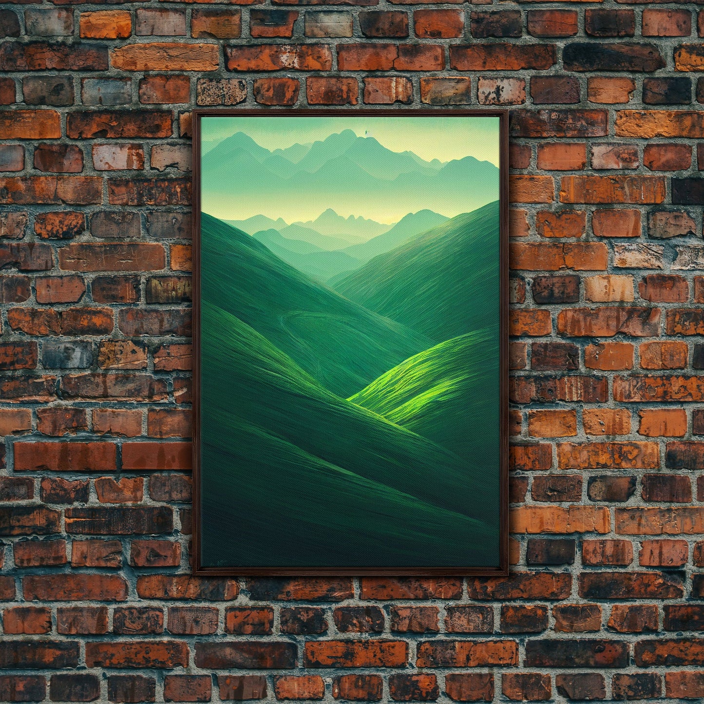 Emerald Green Landscape, Rolling Hills of Ireland, Framed Canvas Print, Ready To Hang Framed Wall Art, Living Room Wall Hanging