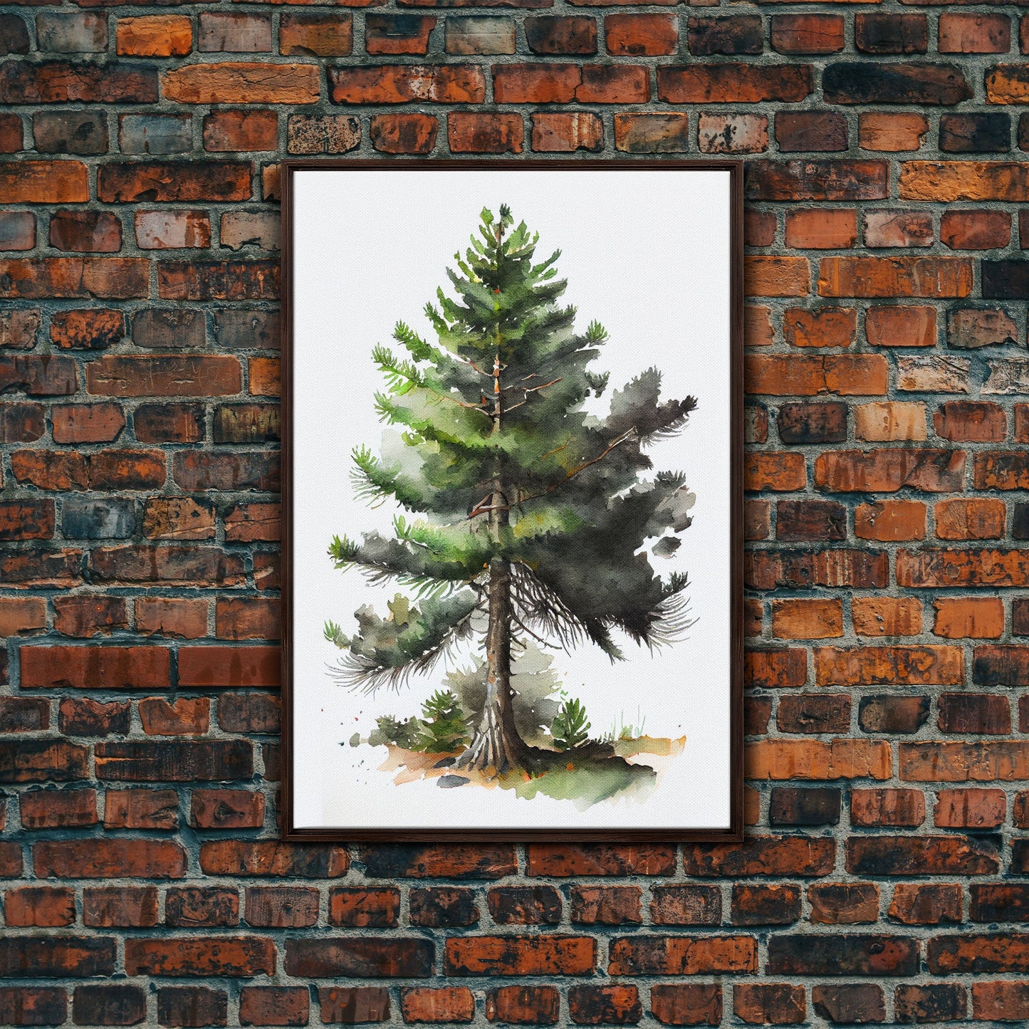 Pine Tree Watercolor Wall Art Canvas Print - Vibrant Colorful Nature Scene Artwork