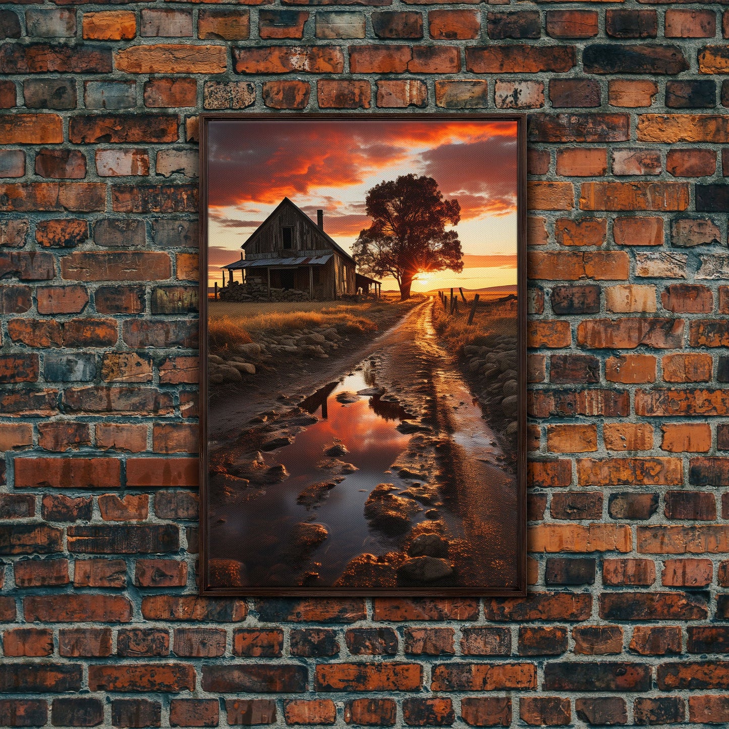 Country Lane Sunset Canvas Print, Country Roads, Dirt Road Art, Primitive Decor