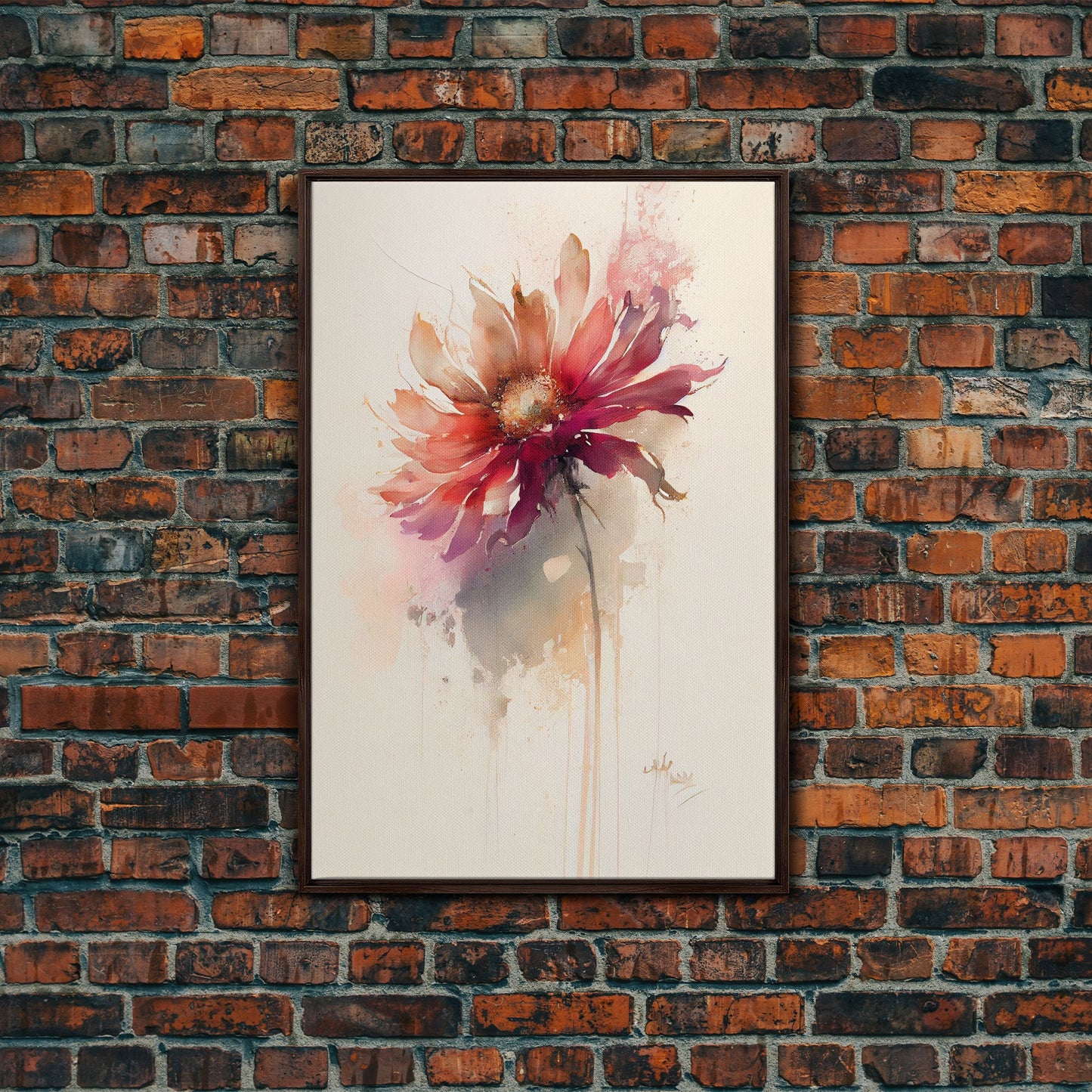 Vintage Style Framed Canvas Art, Vintage Floral Print, Vintage White Roses Painting, Still Life Botanical Farmhouse print, Red Flower Art
