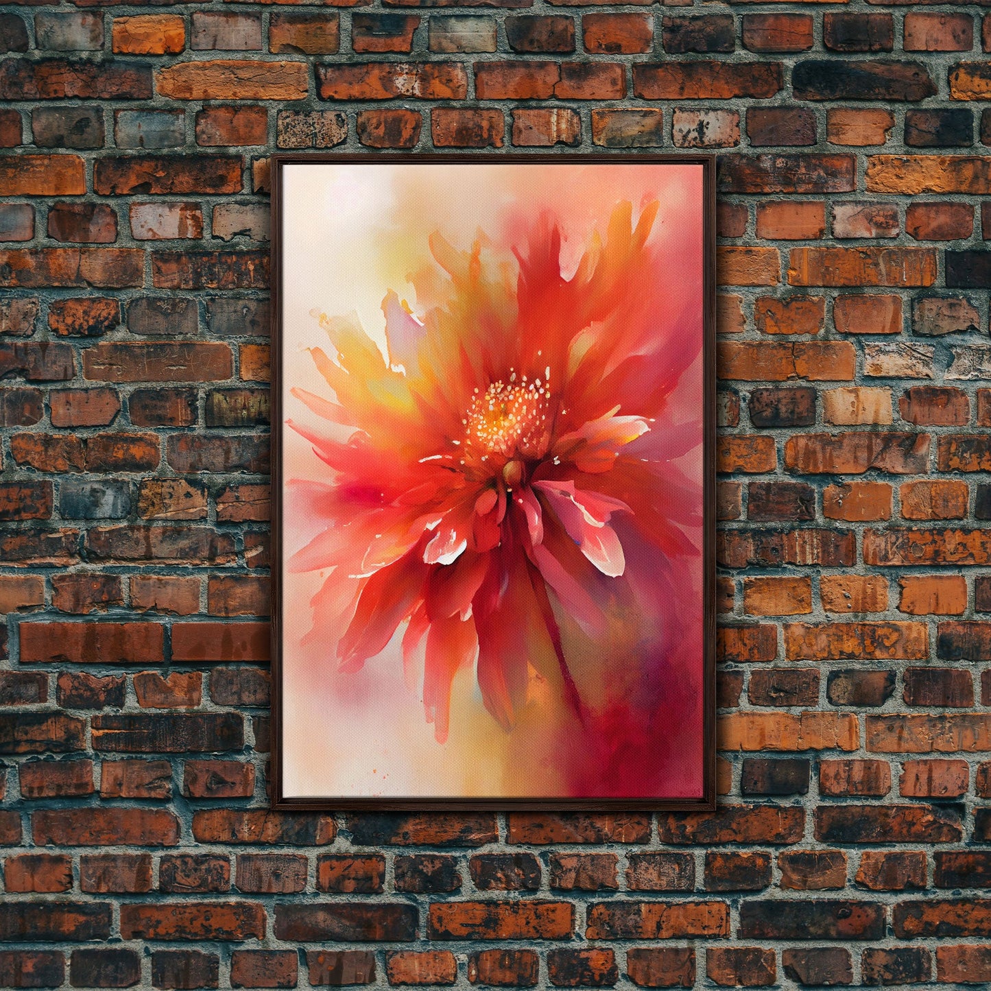Vintage Style Red Flowers Framed Canvas Art, Vintage Floral Print, Vintage White Roses Painting, Still Life Botanical Farmhouse print